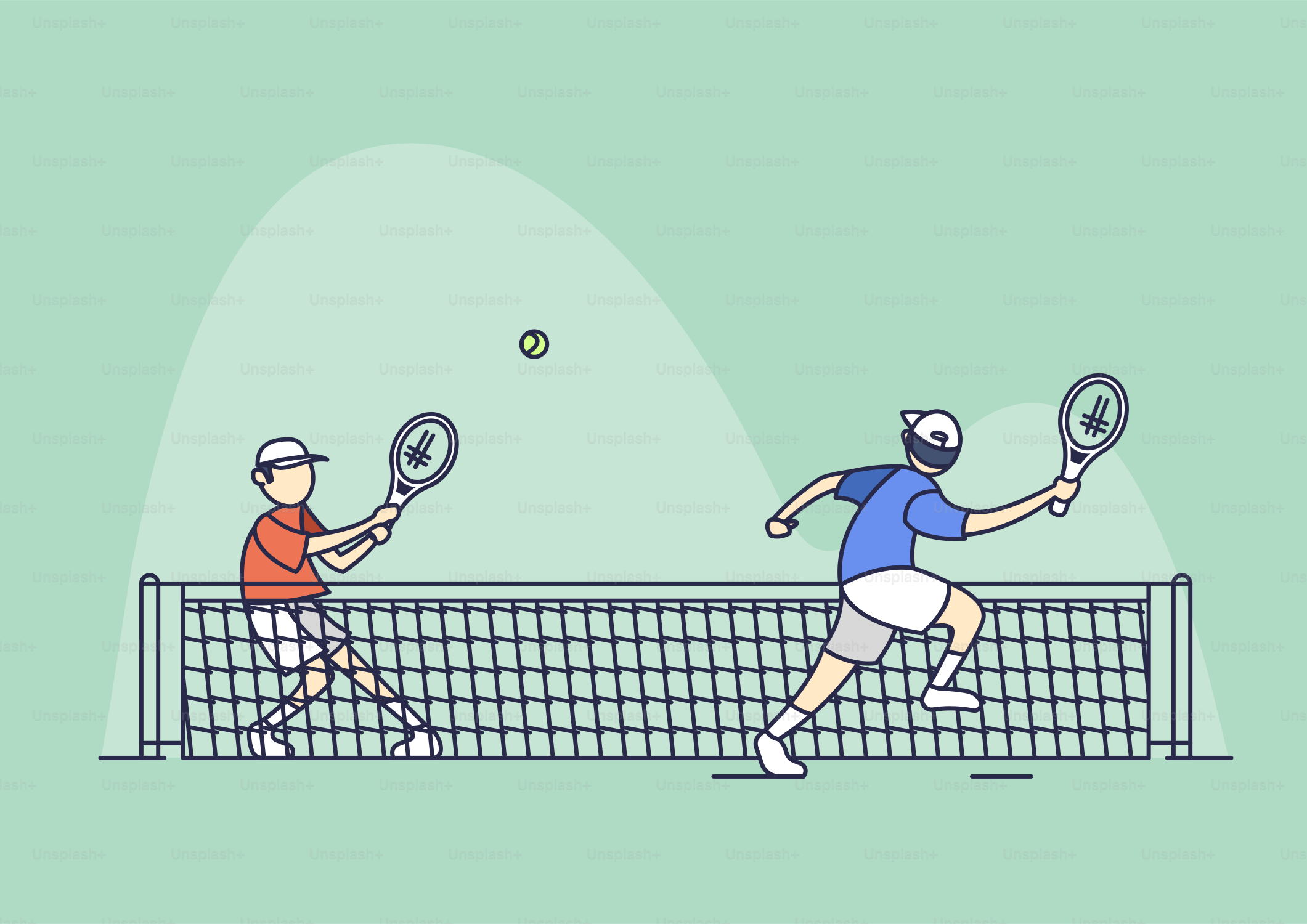 dos personas jugando al tenis en una pista de tenis