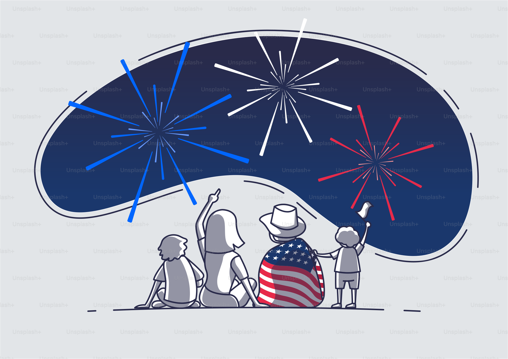 a group of people watching fireworks in the sky