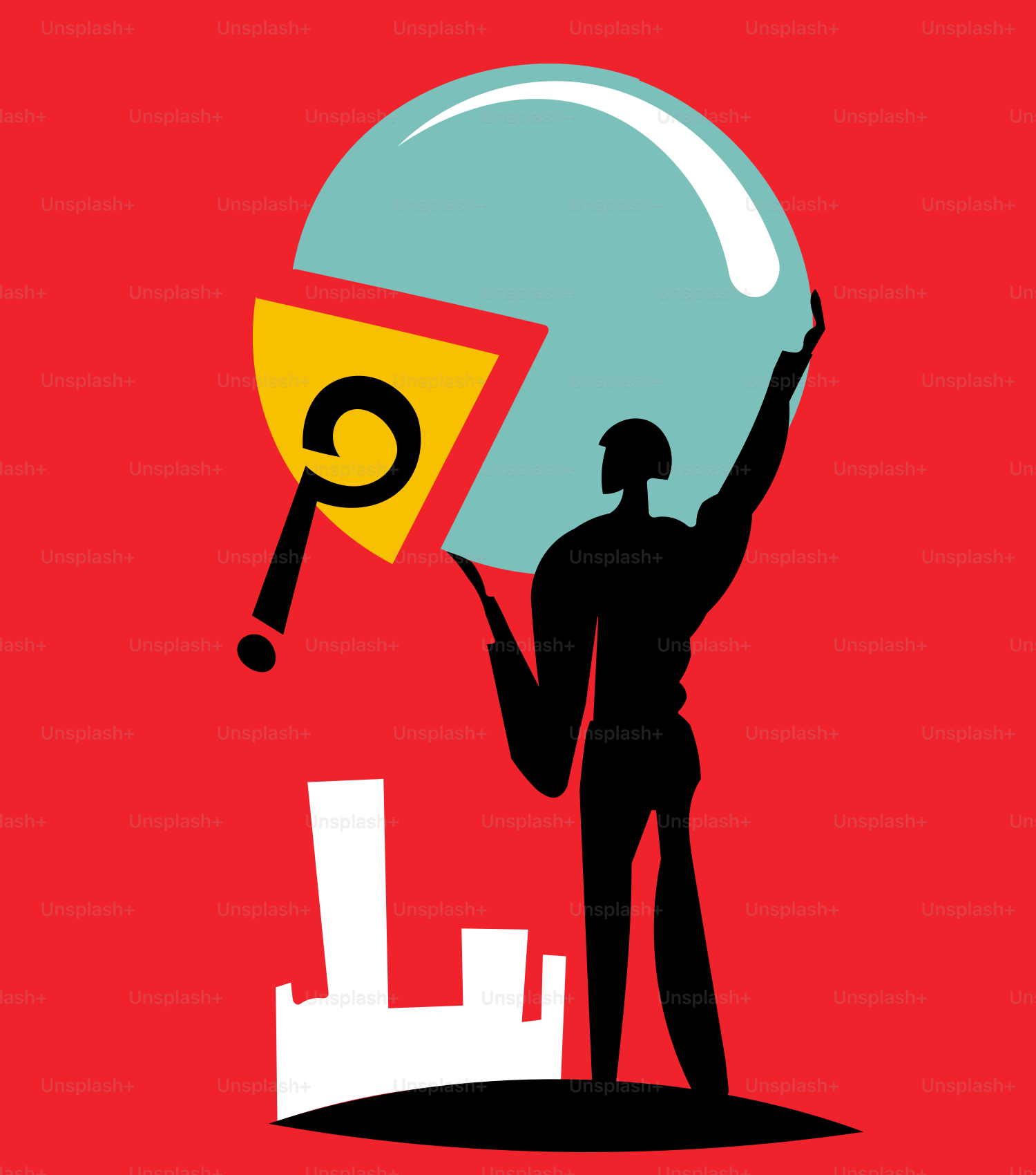 un uomo che tiene in mano un oggetto gigante