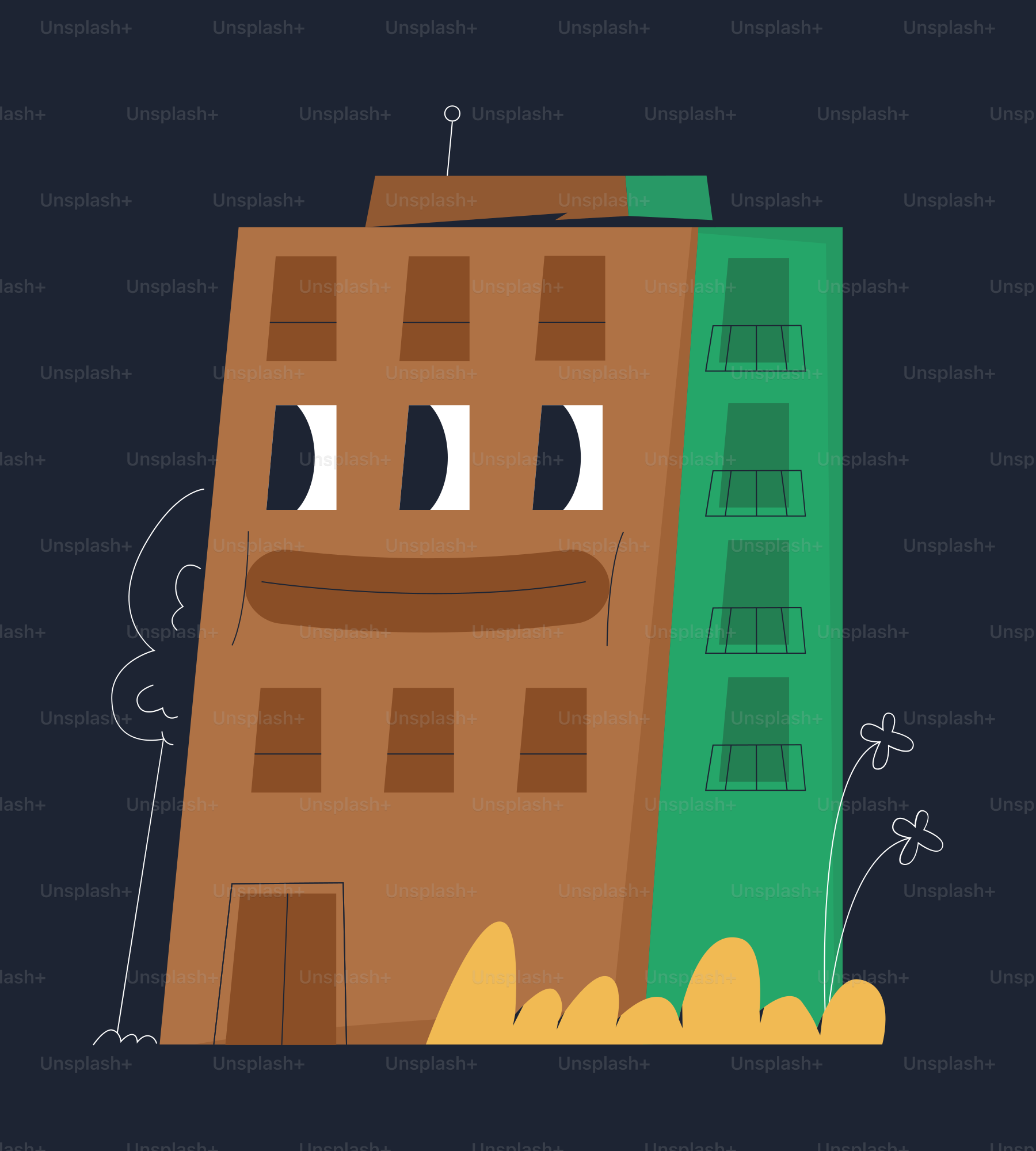 a building with a face on the side of it