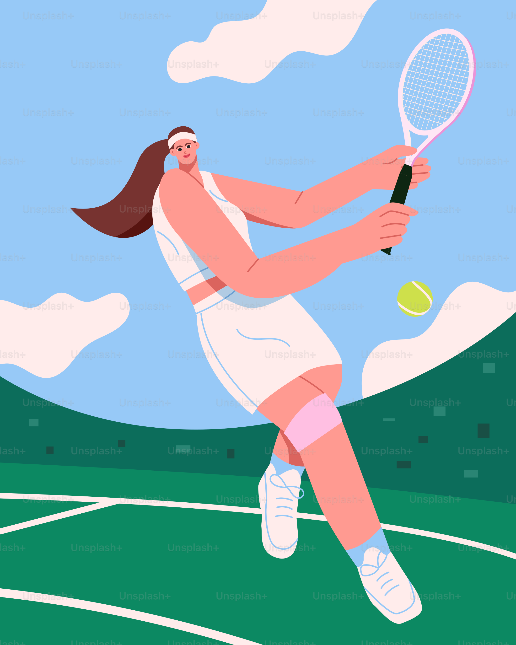 una donna sta giocando a tennis su un campo da tennis