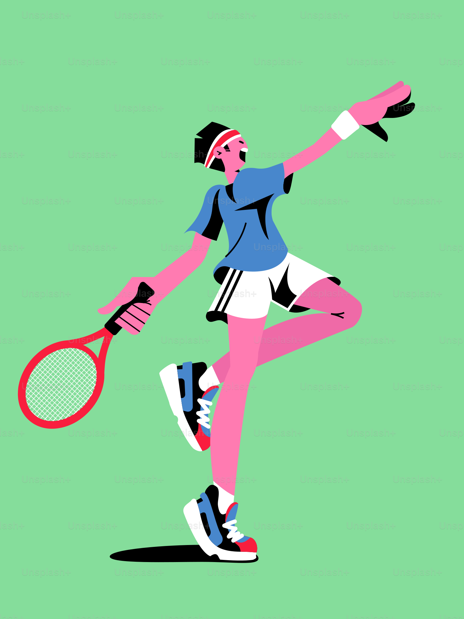 a tennis player with a racket on a green background