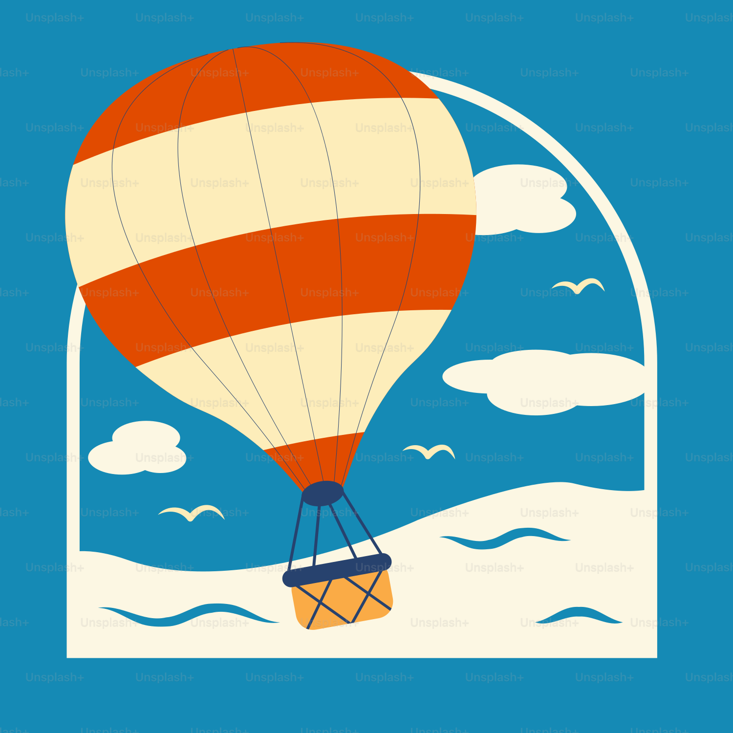 a hot air balloon flying through the sky