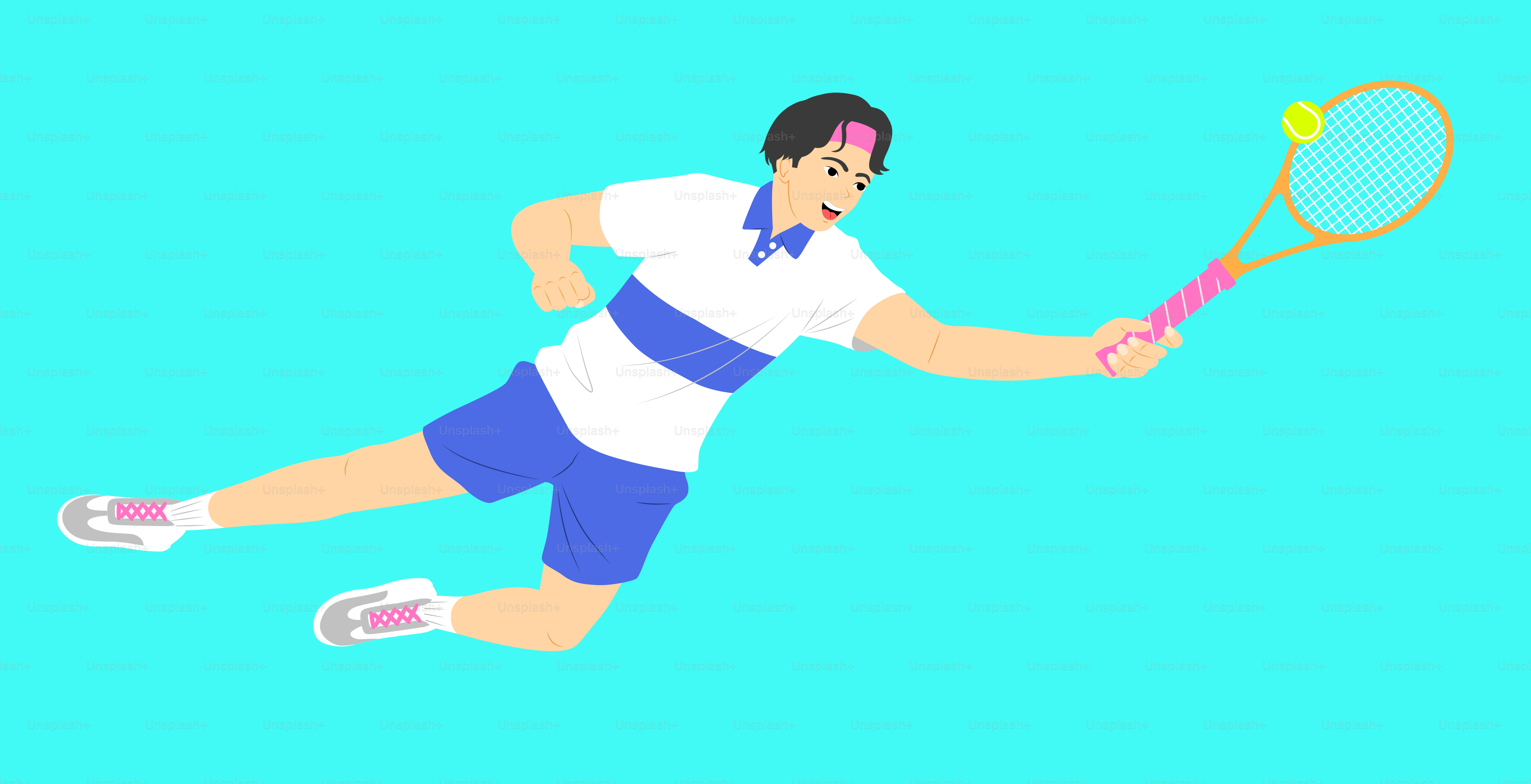 Un dibujo animado de un hombre blandiendo una raqueta de tenis