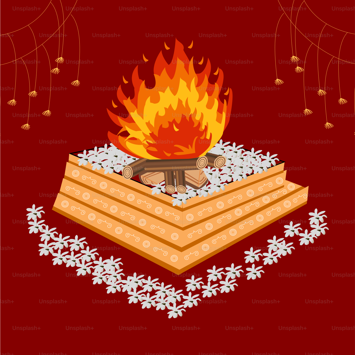 a pile of snow sitting next to a fire