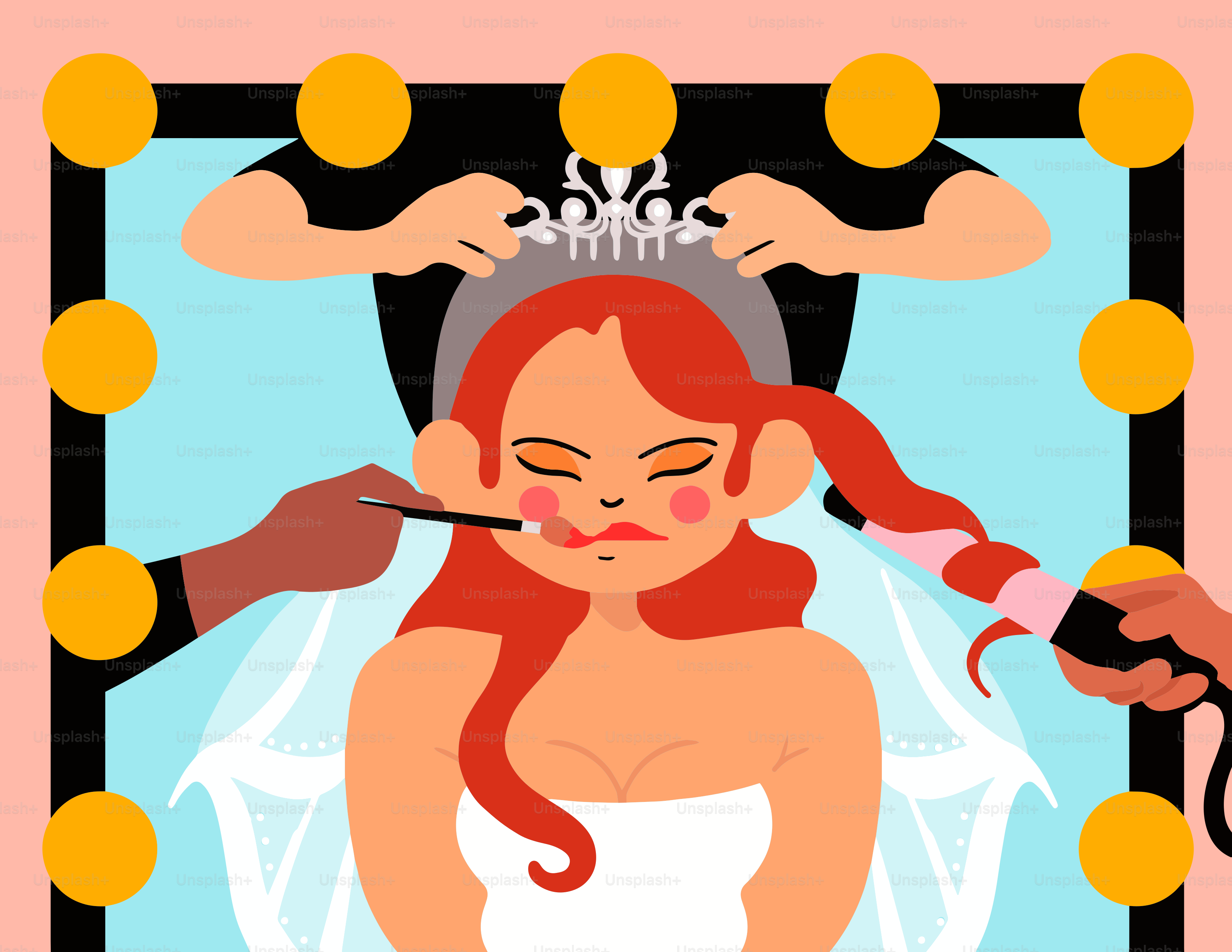 a woman getting her hair styled by a man