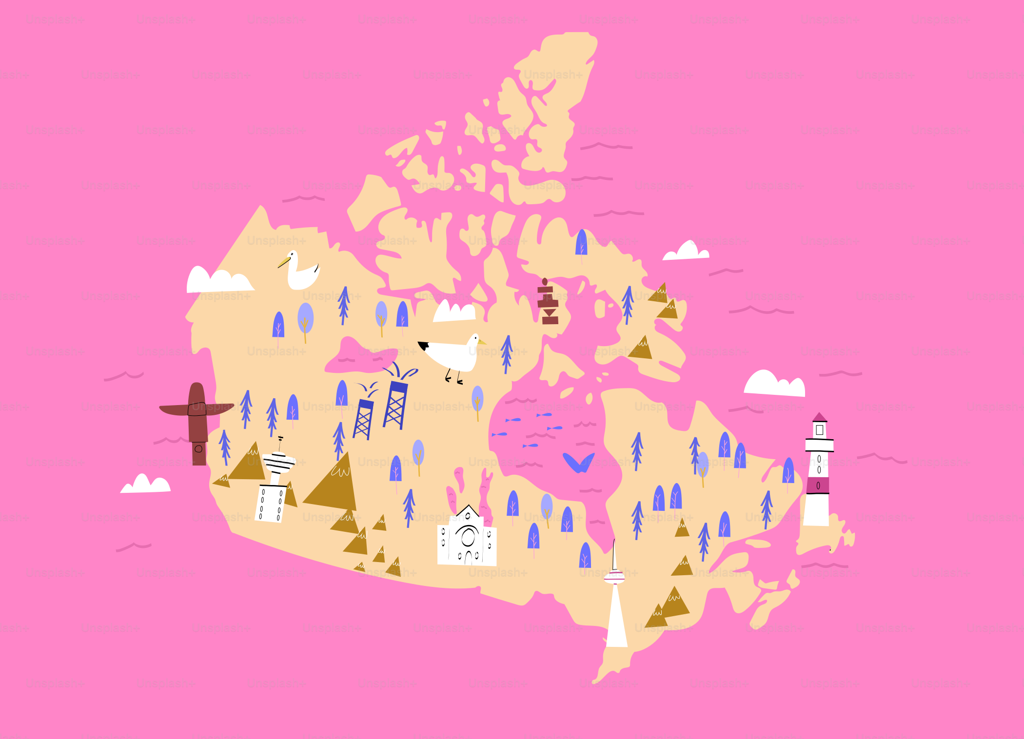 a map of the united states with a pink background