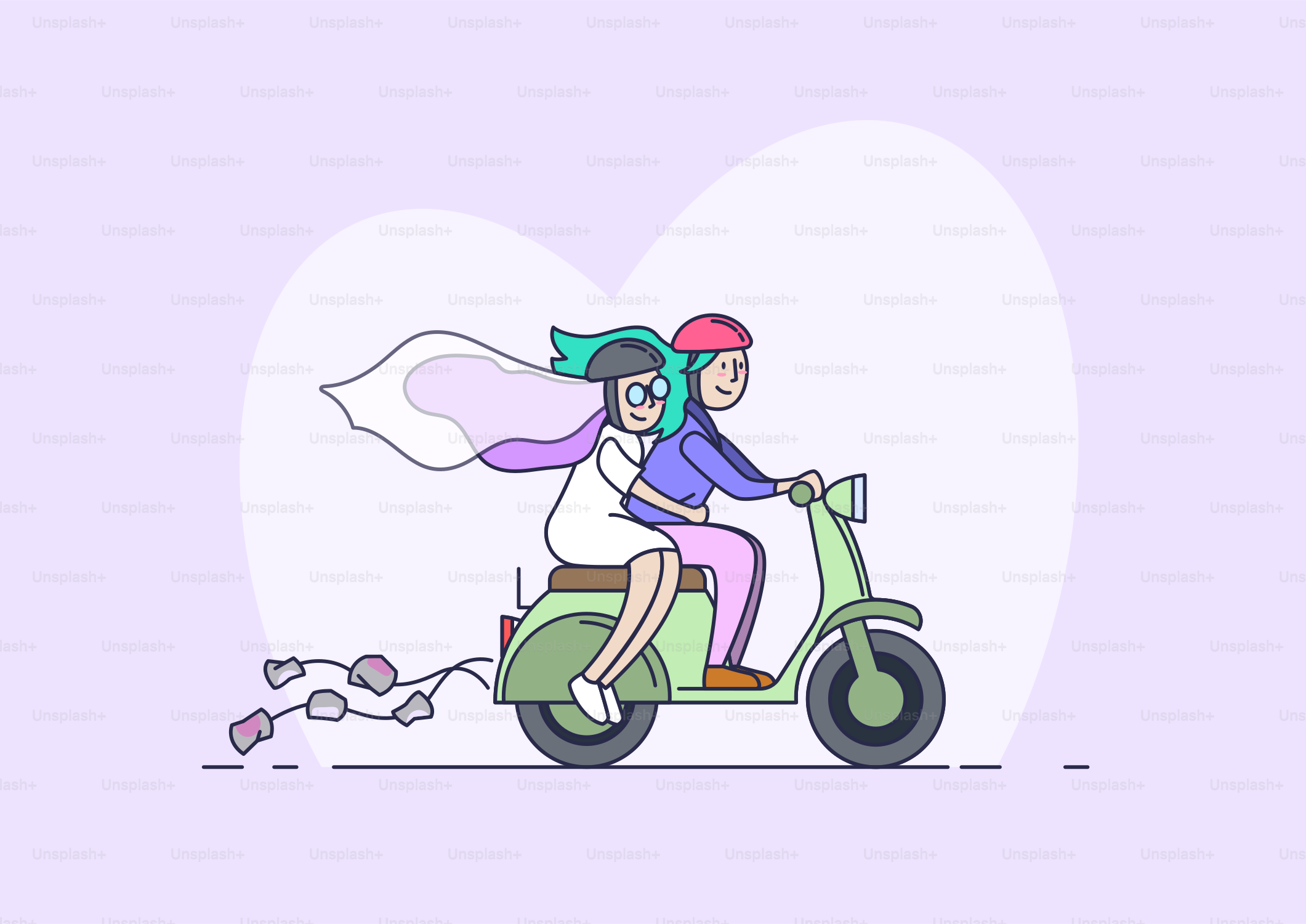 a man and a woman riding a scooter
