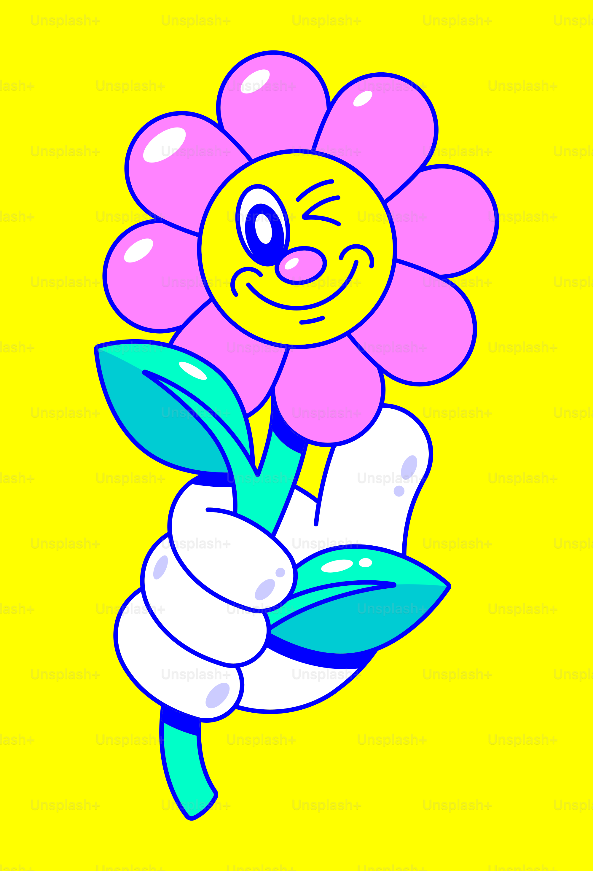 a drawing of a flower with a smiley face