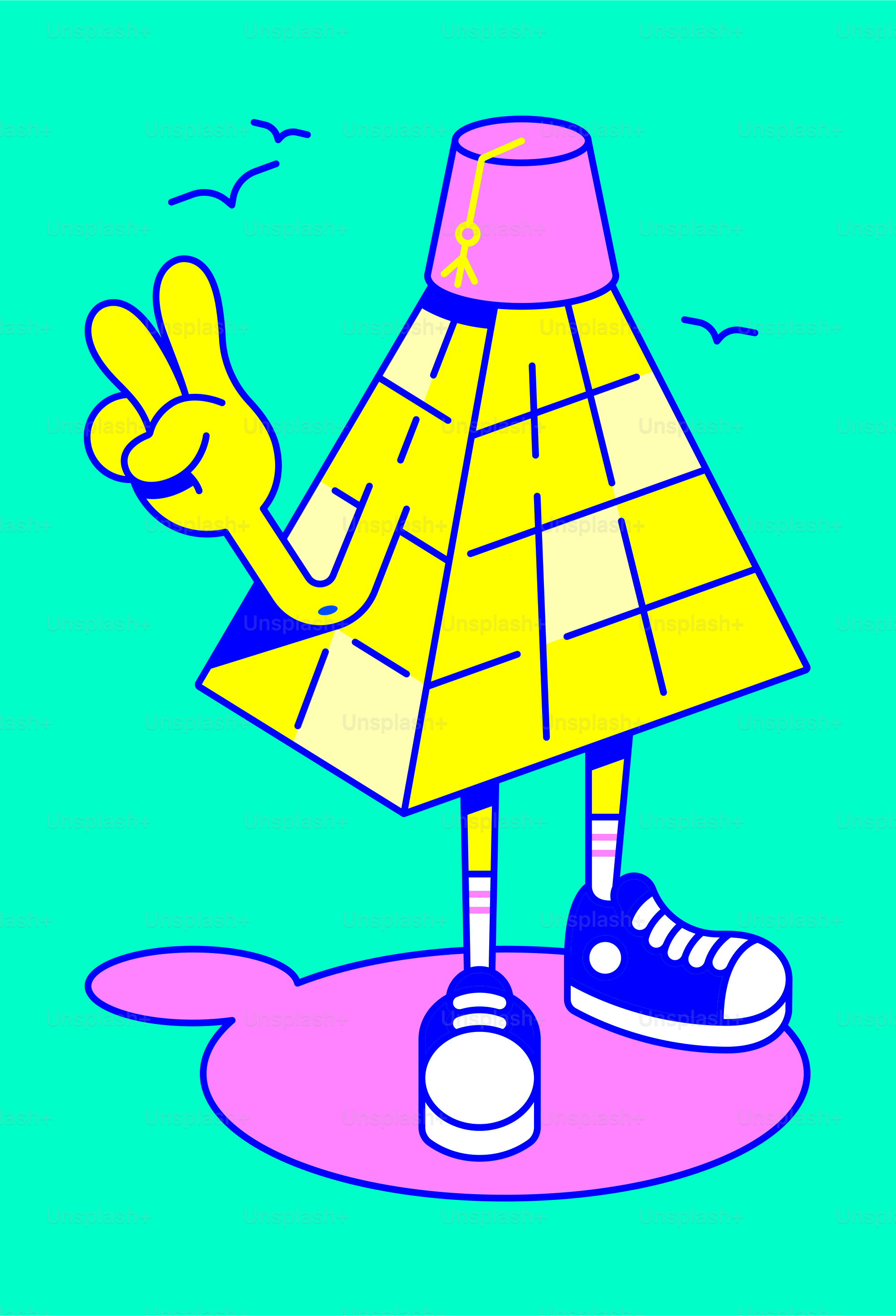 a drawing of a cartoon character holding a lamp