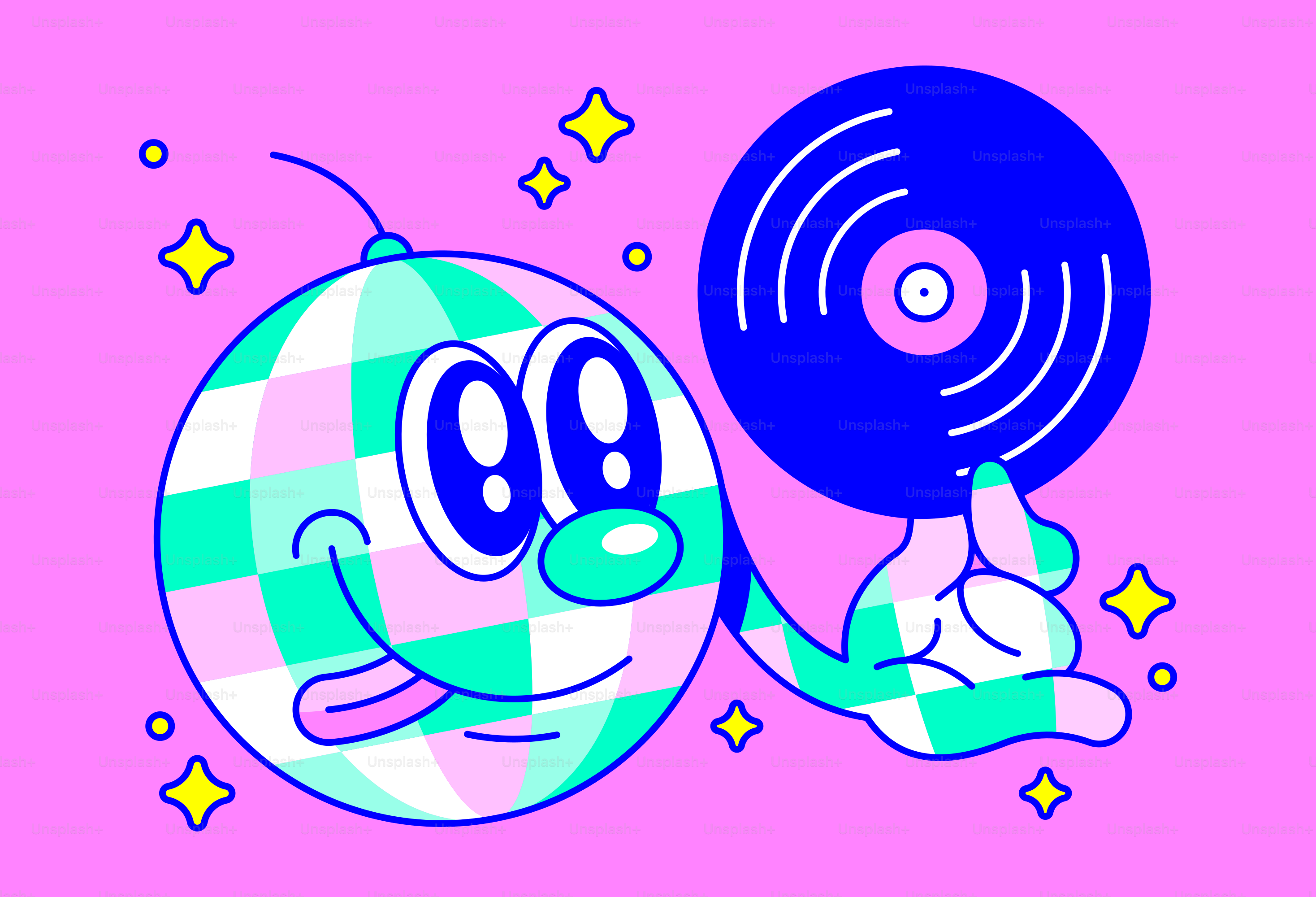 a cartoon character holding a vinyl record