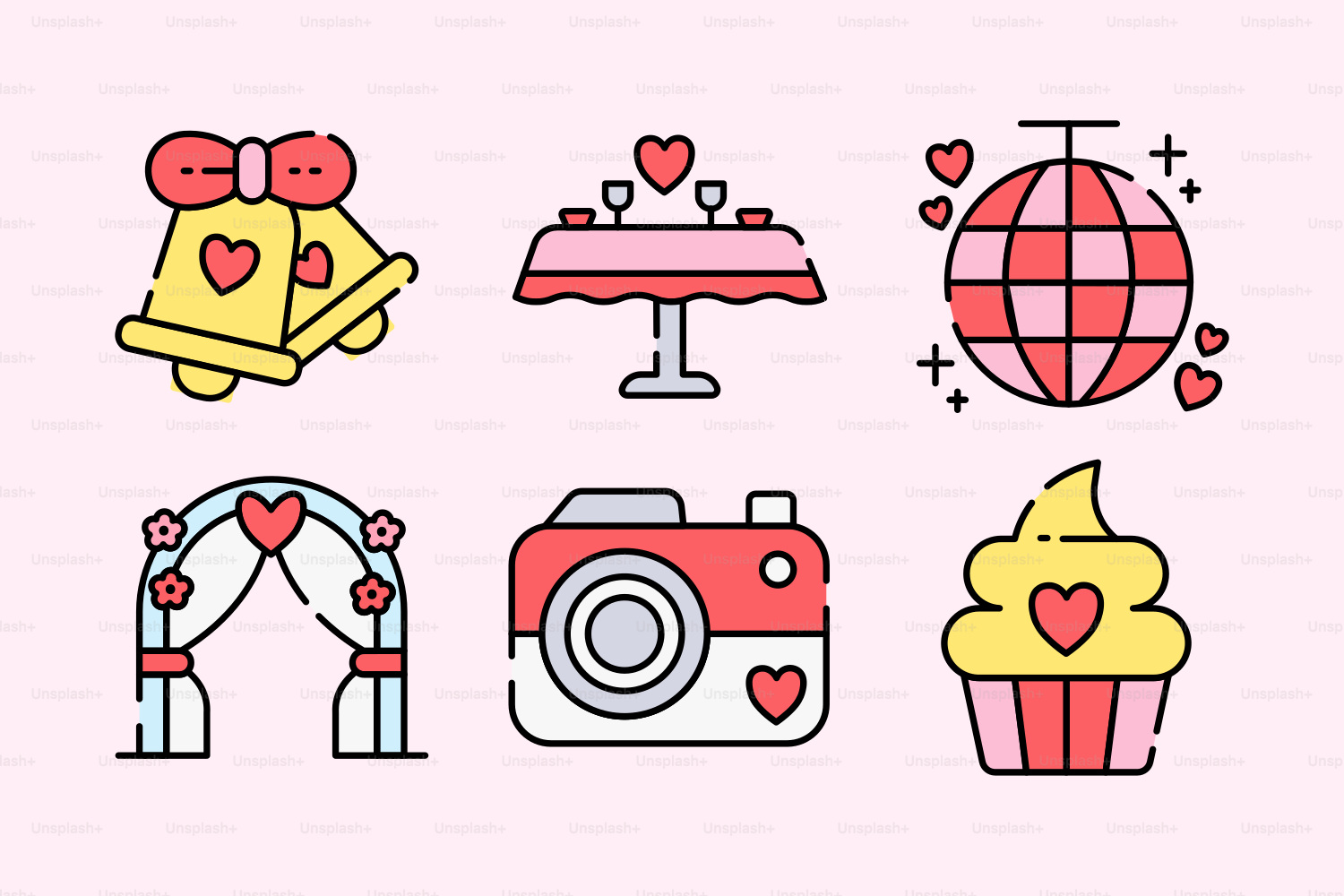 a pink background with a bunch of different things on it