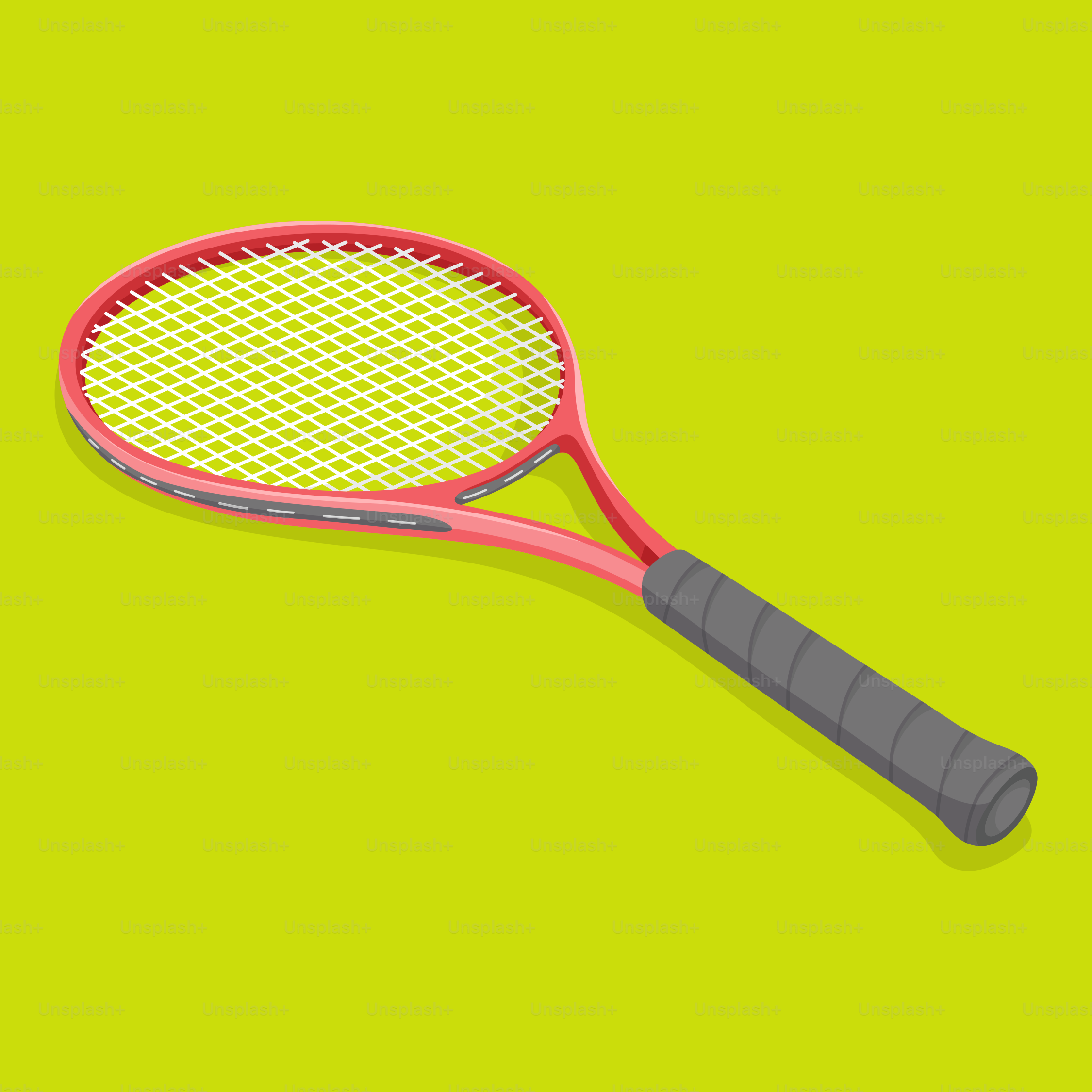 a red tennis racquet on a green background