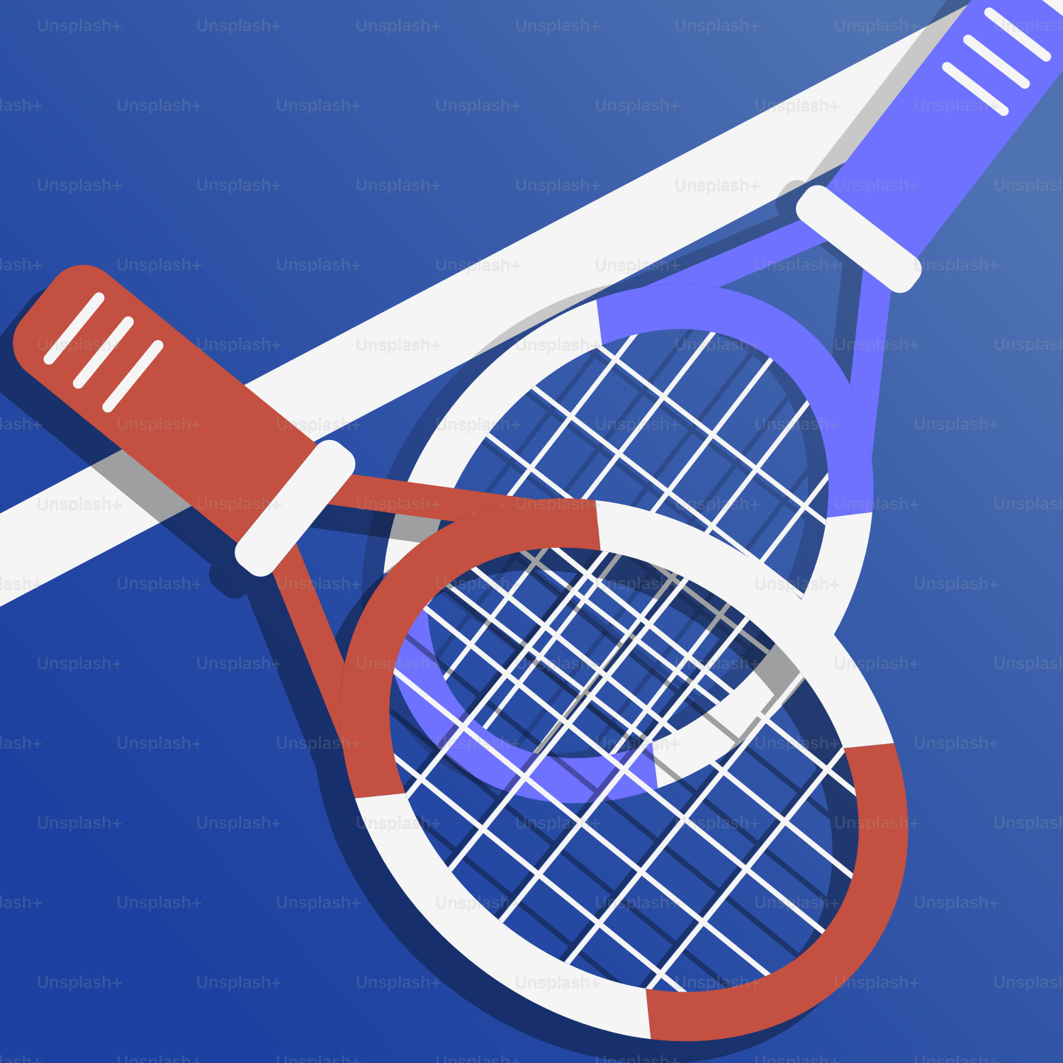 a pair of scissors and a tennis racket on a blue background
