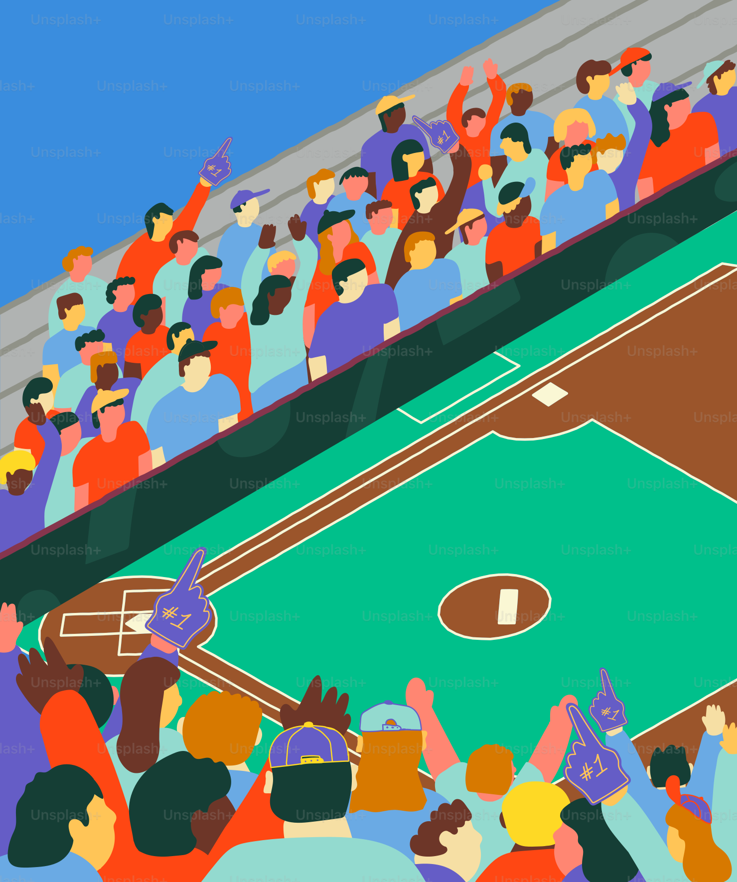 a crowd of people watching a baseball game
