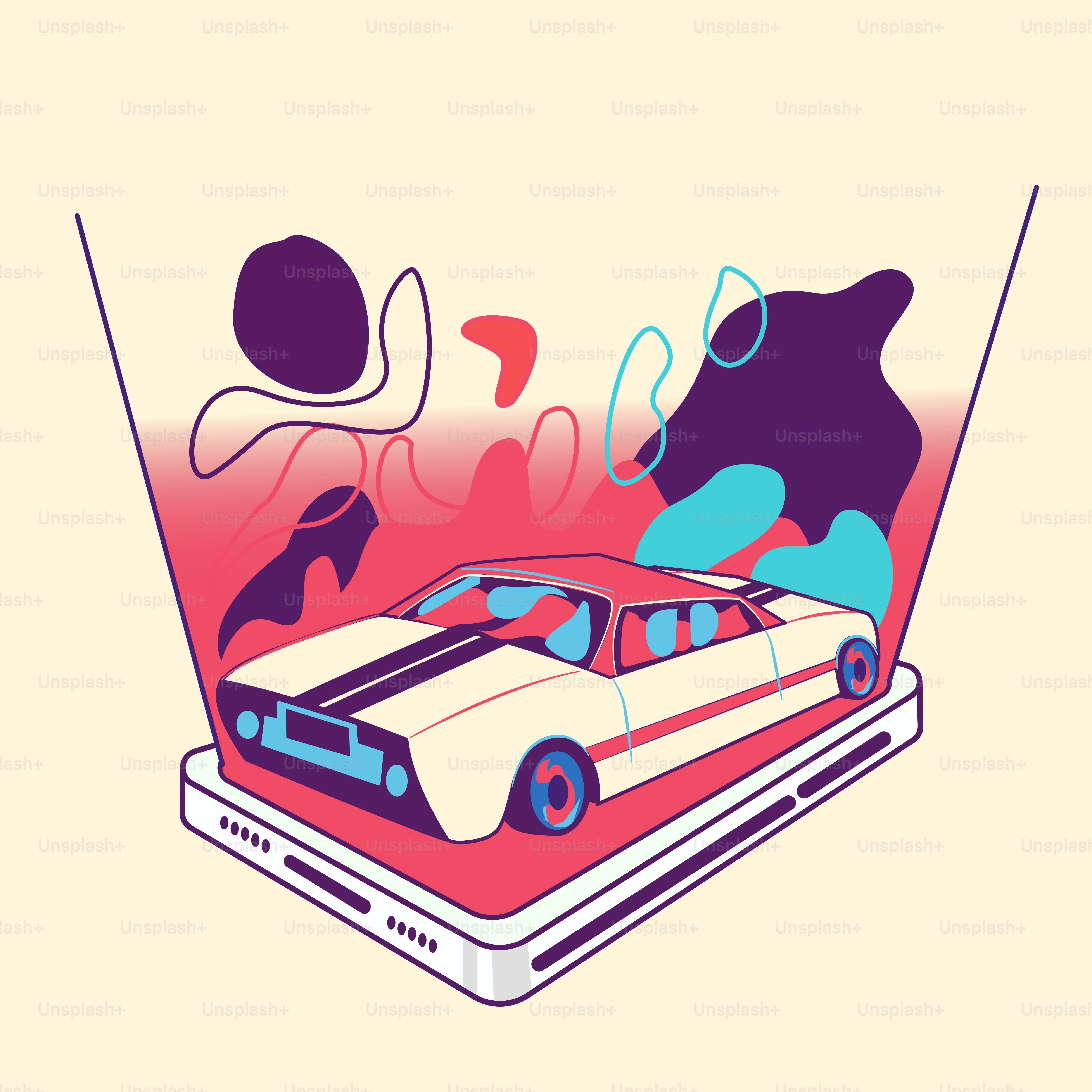 A picture of a car on top of a laptop