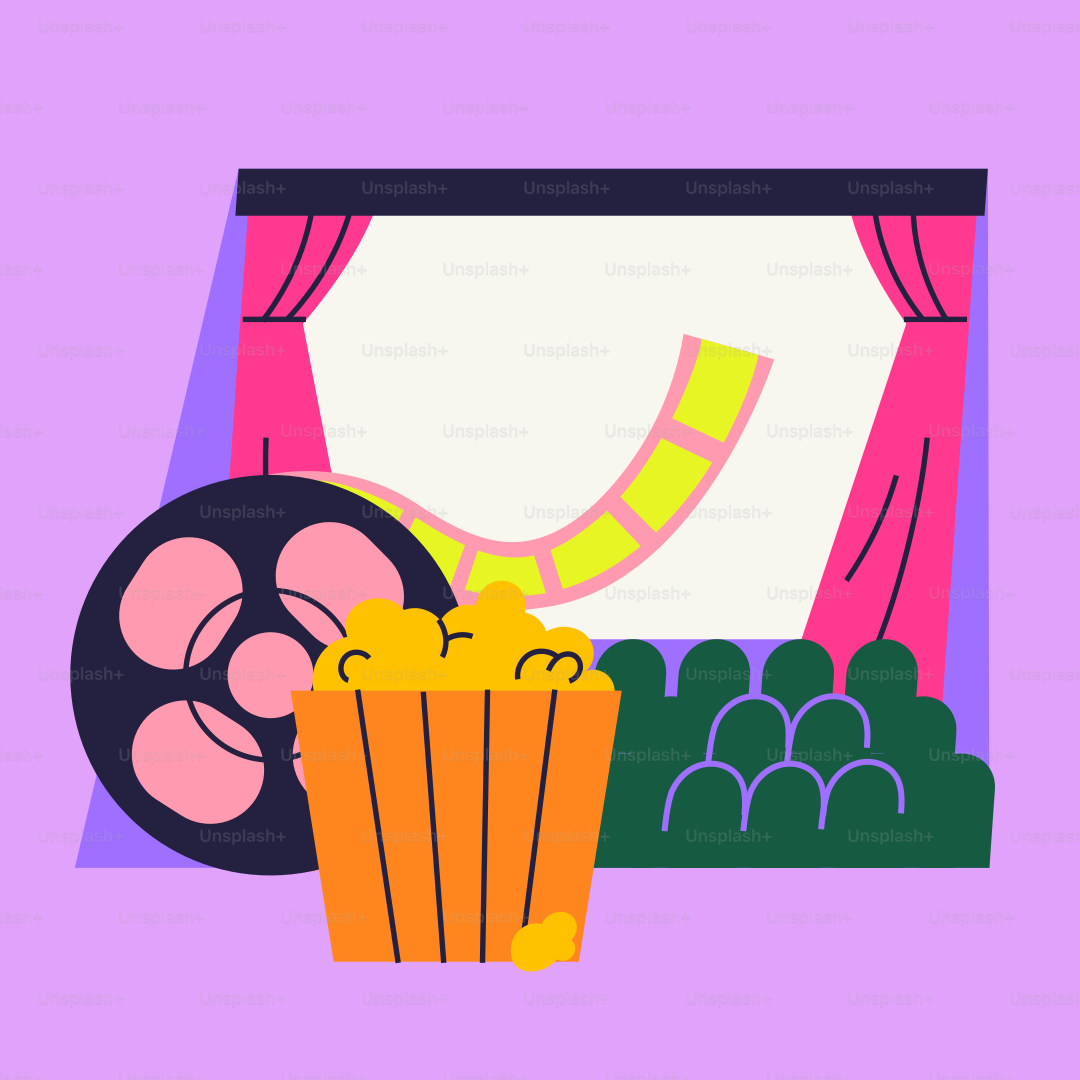 a movie theater with a popcorn and a fan