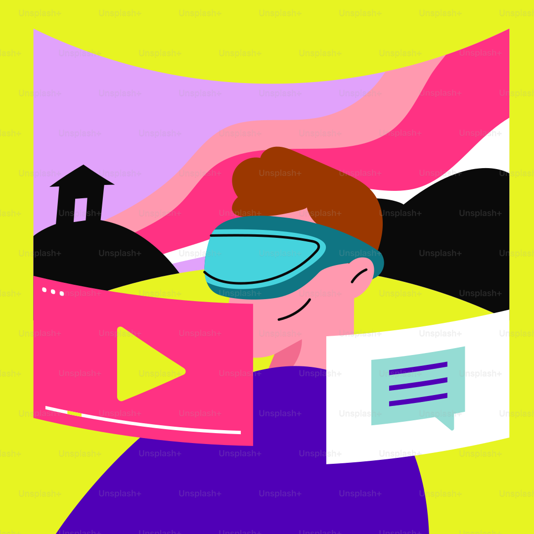 Eine Person, die ein Virtual-Reality-Headset trägt