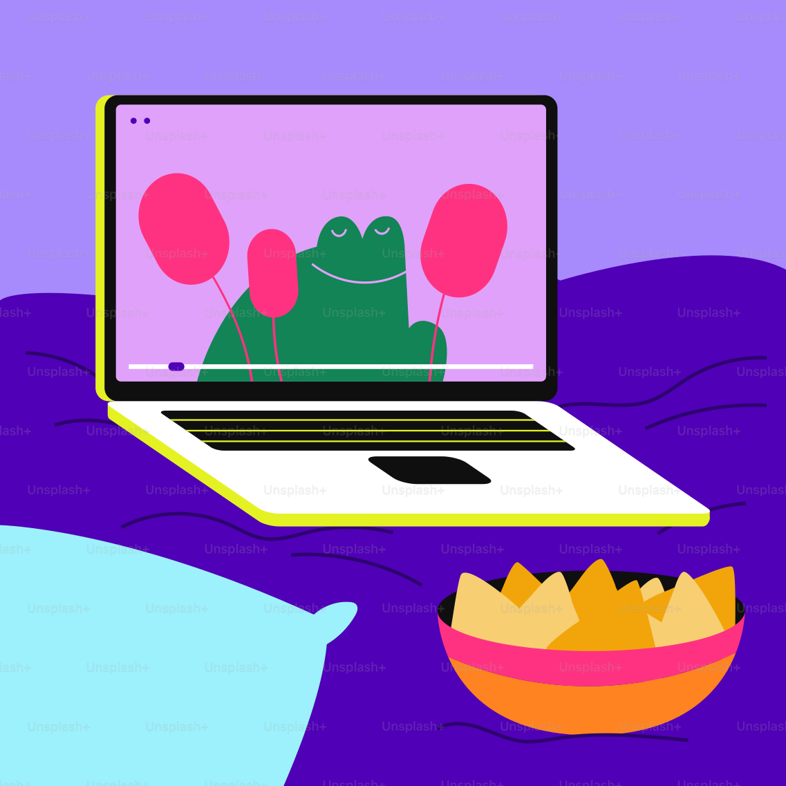 画面にカエルが描かれたノートパソコン