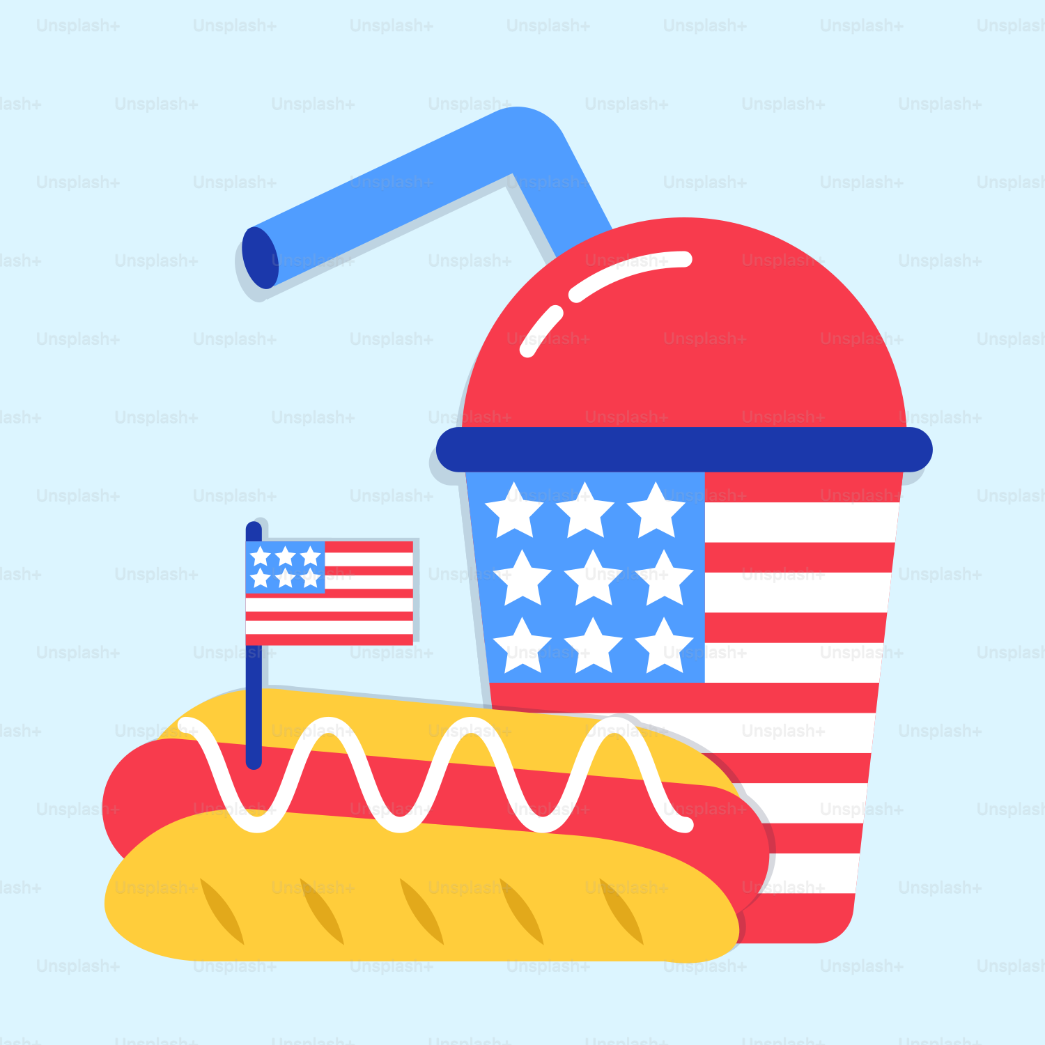 a hot dog with a flag on top of it