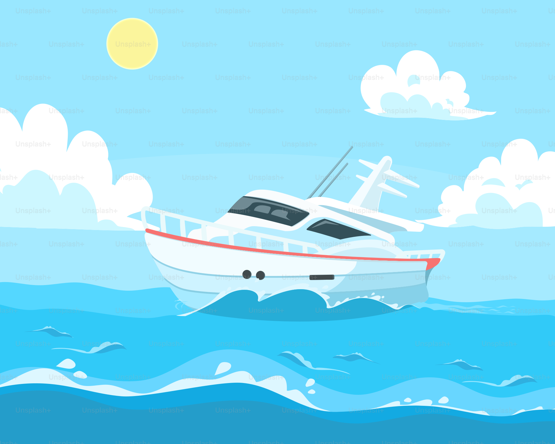 A white boat floating on top of a body of water