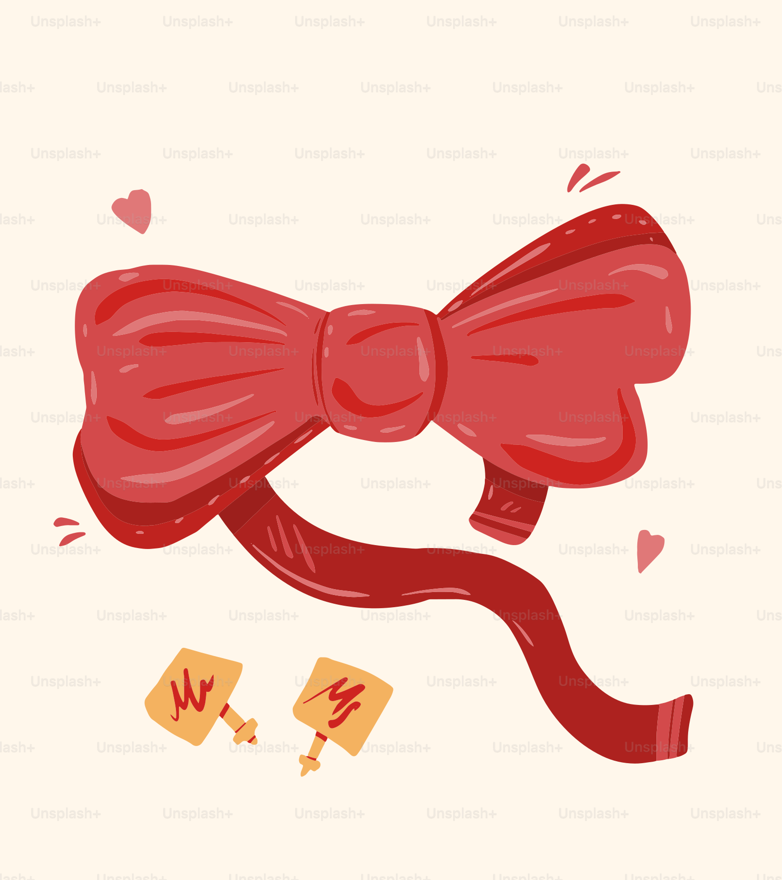 Eine rote Schleife und zwei Süßigkeiten