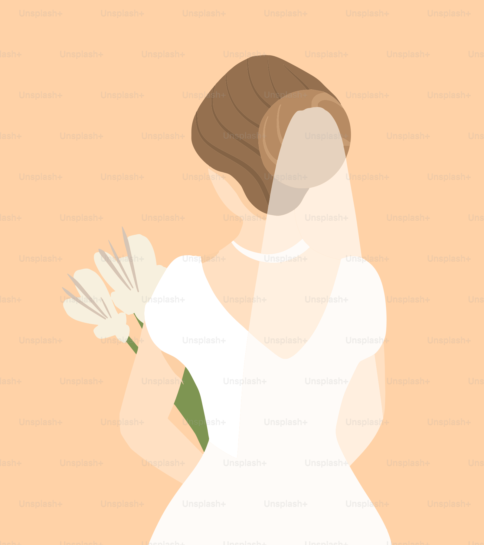 a woman in a white dress holding a flower