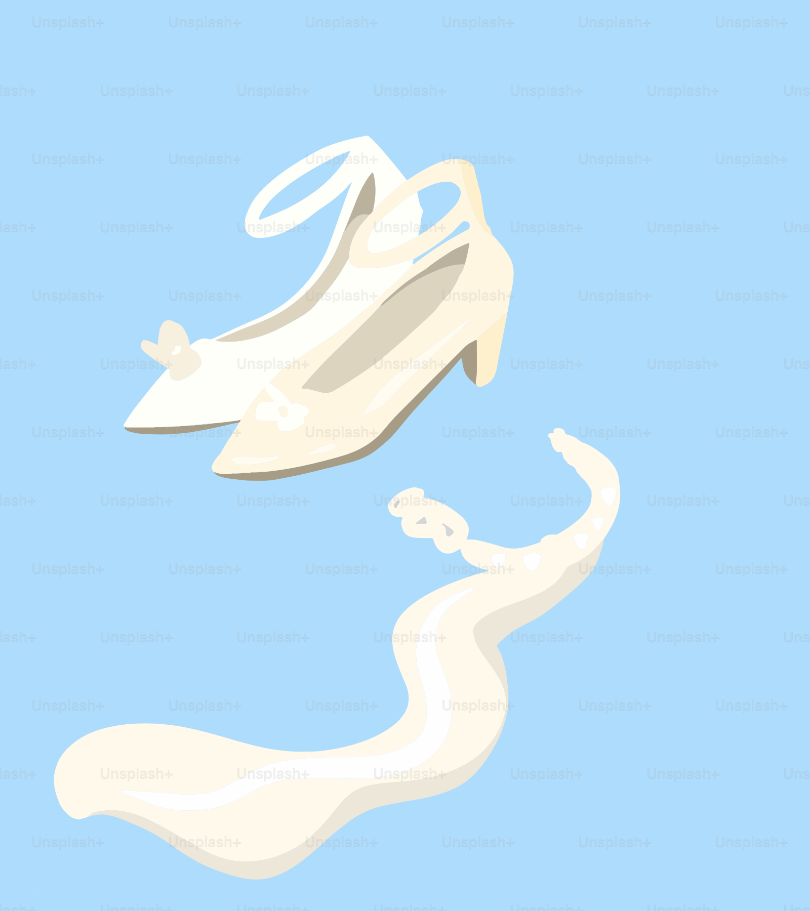 a pair of white shoes sitting on top of a blue floor