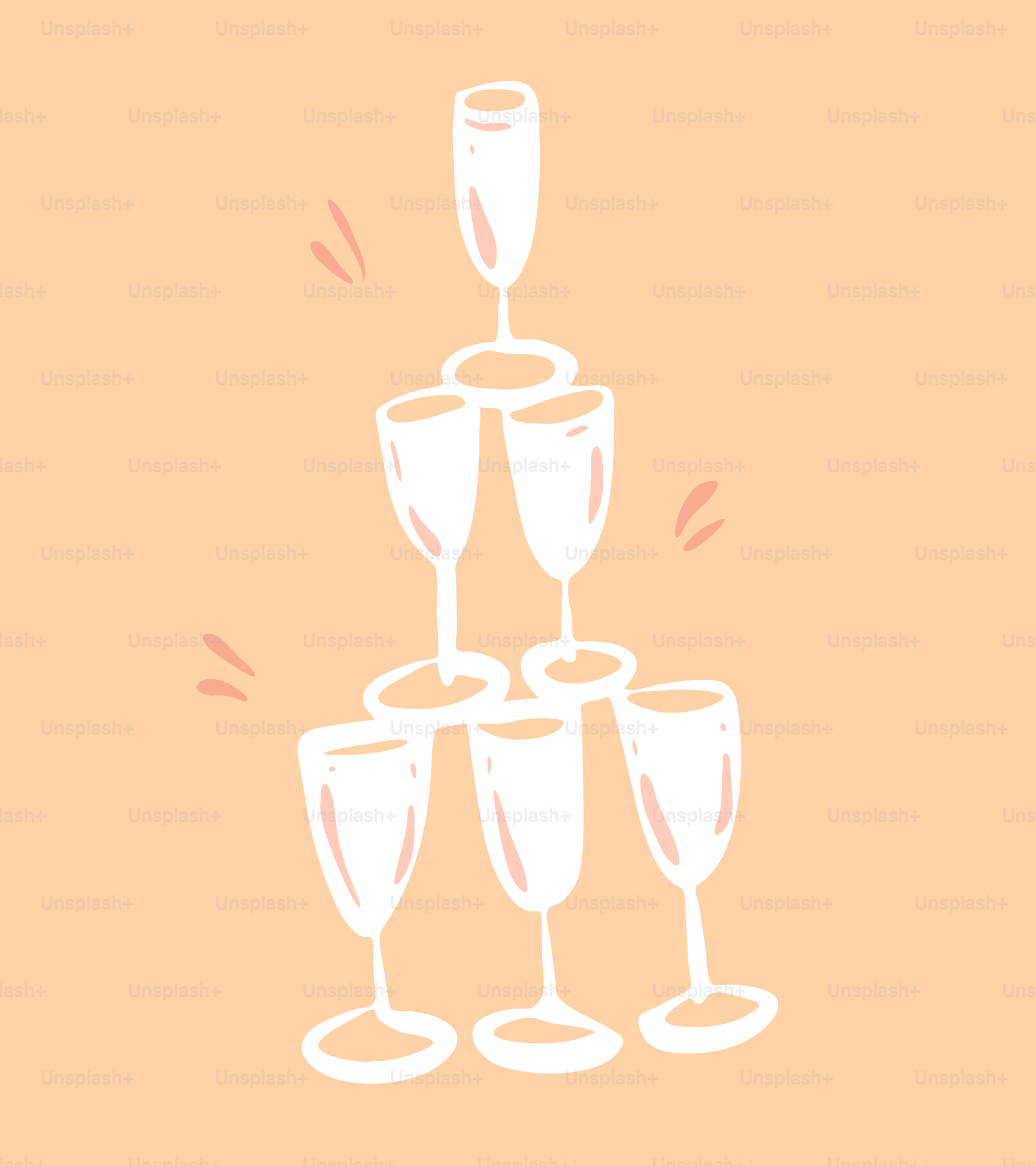 a drawing of a pyramid of wine glasses