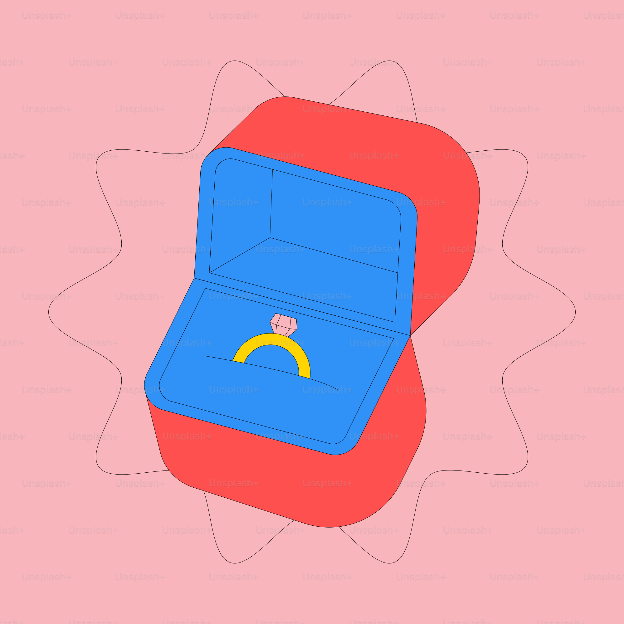 a blue box with a yellow ring inside