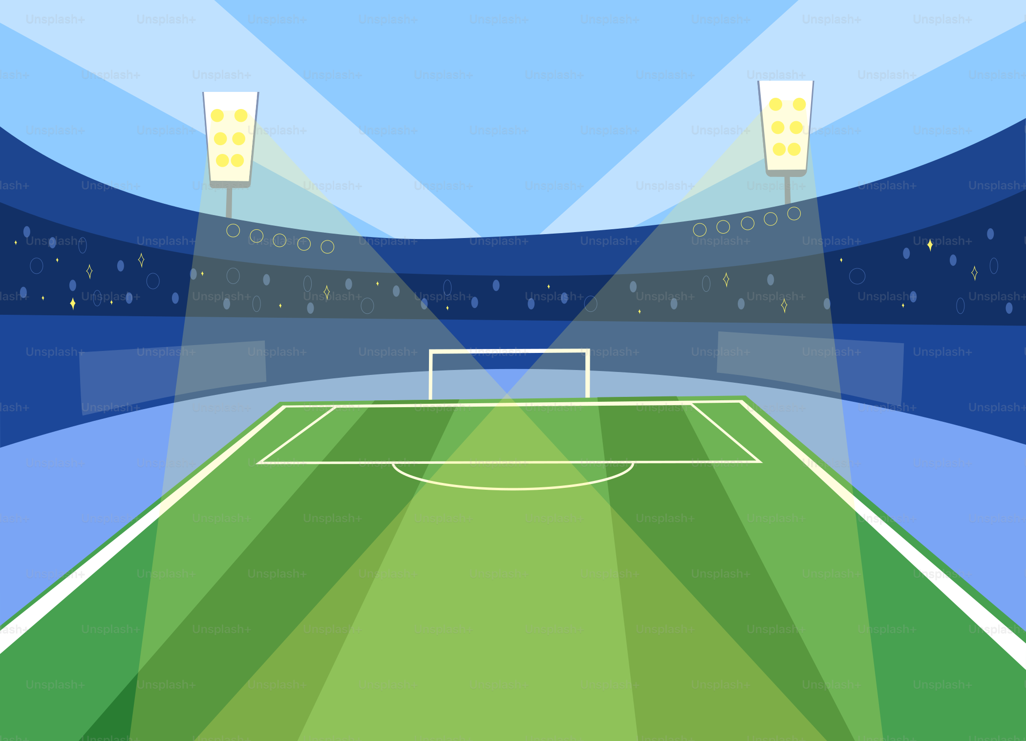 an illustration of a soccer field in a stadium