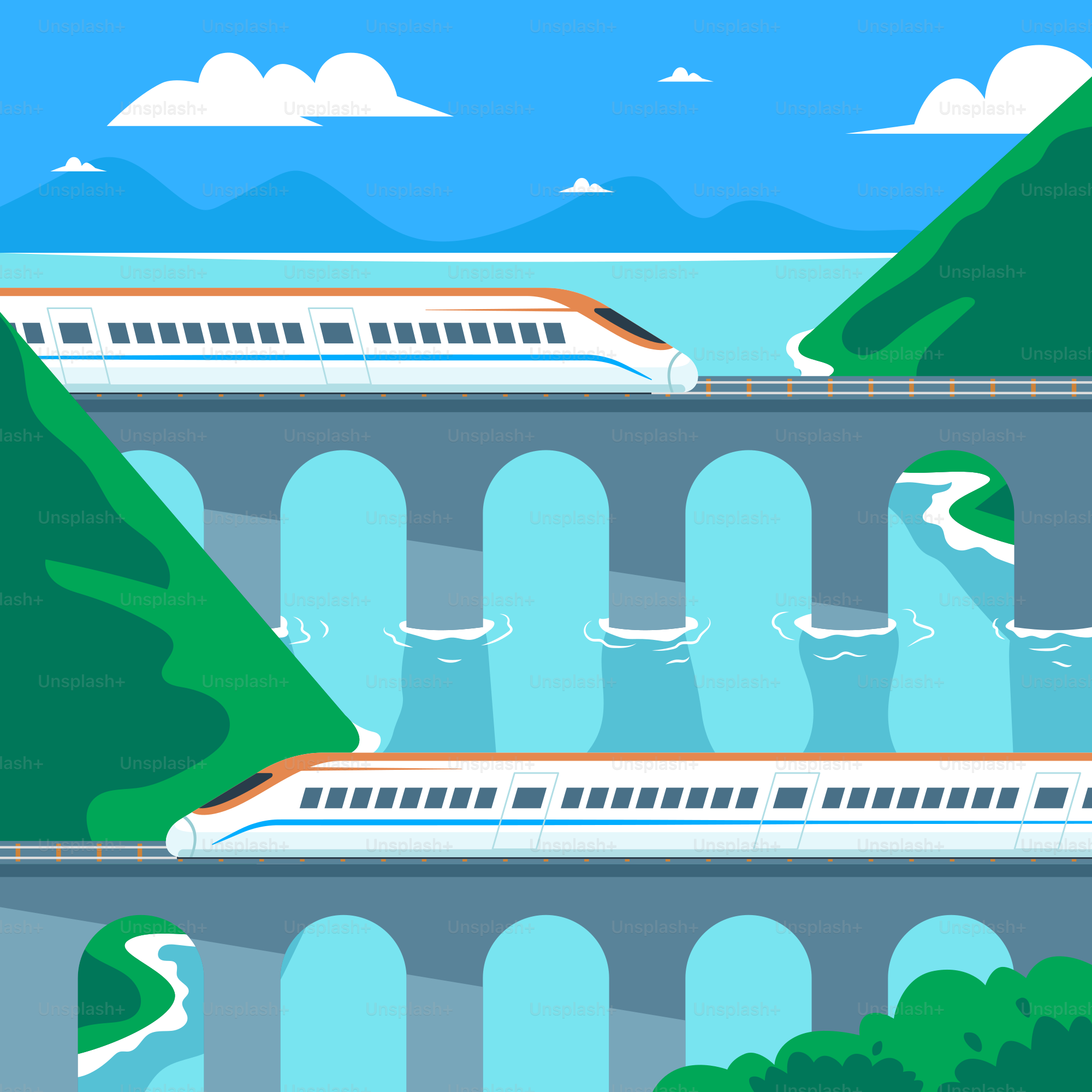 Un treno che viaggia attraverso un ponte su un fiume