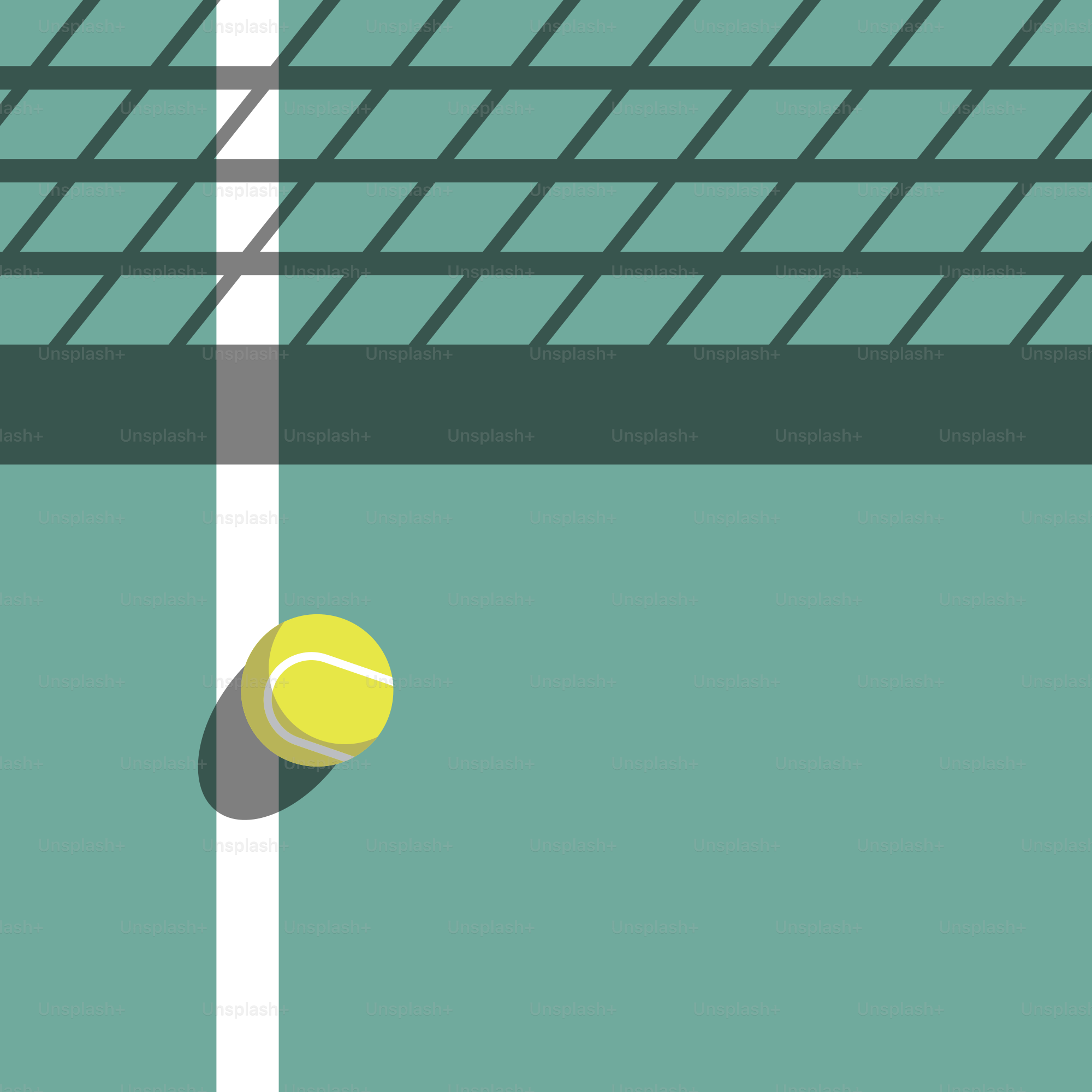 A tennis ball is hitting the net on a tennis court