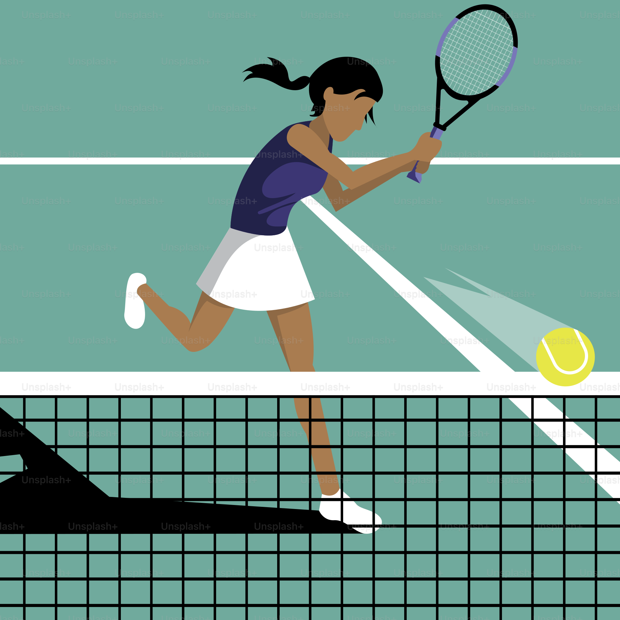 Una donna che colpisce una pallina da tennis con una racchetta