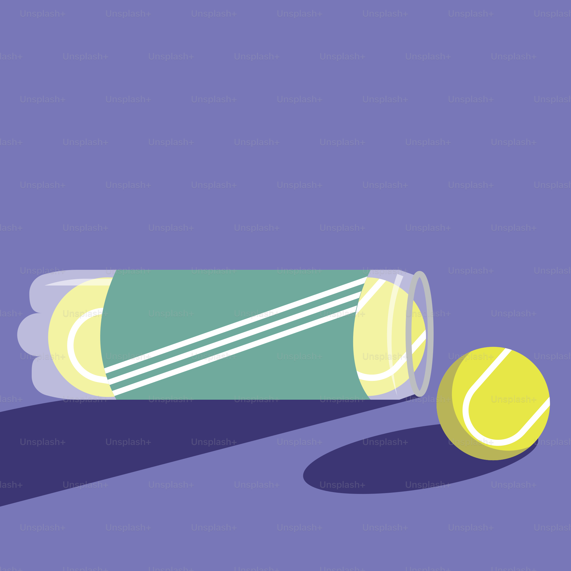 Una pallina da tennis e un tubetto di dentifricio su sfondo viola