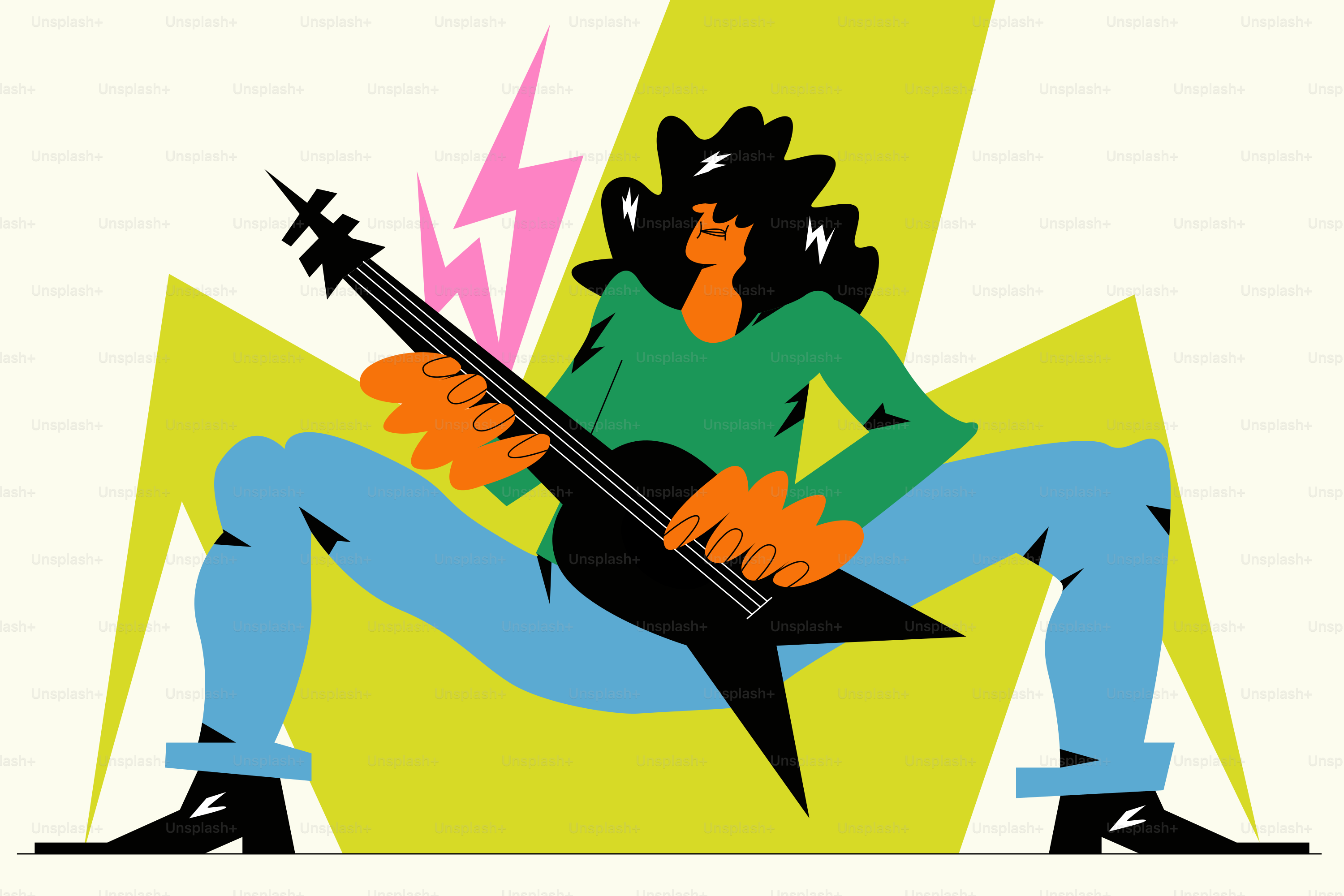 Una persona sentada en una silla con una guitarra