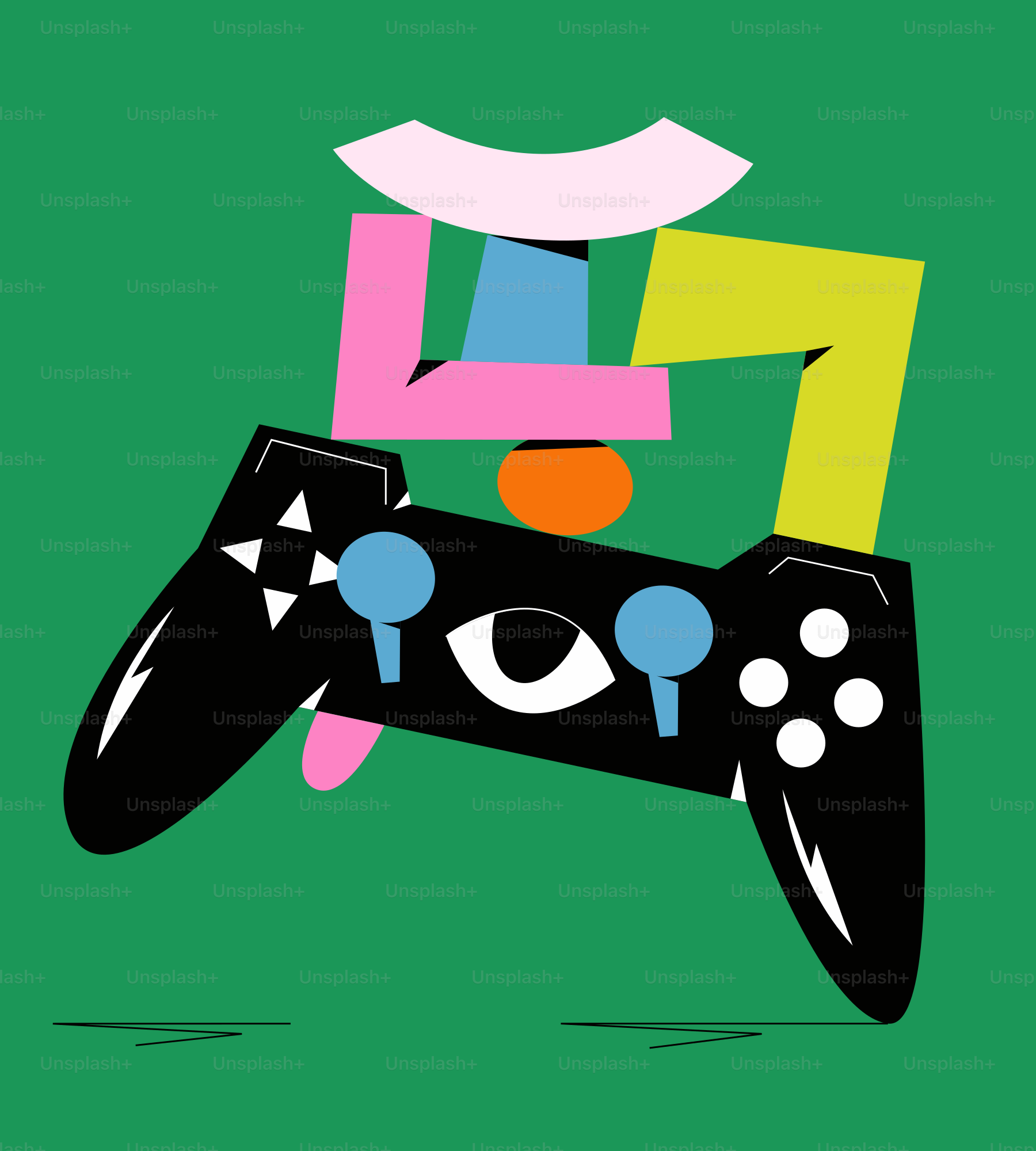 Ein Bild eines Videospielcontrollers auf grünem Hintergrund