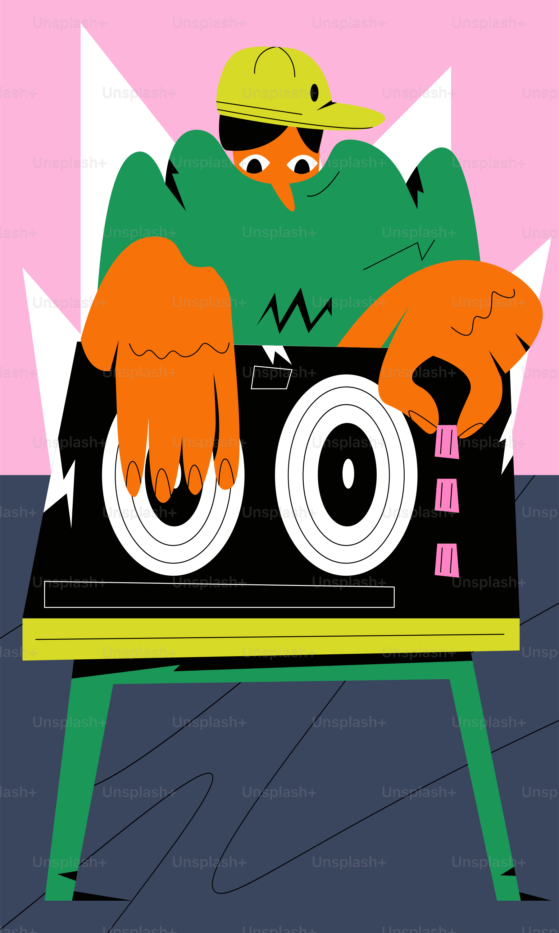 A man sitting on top of a record player