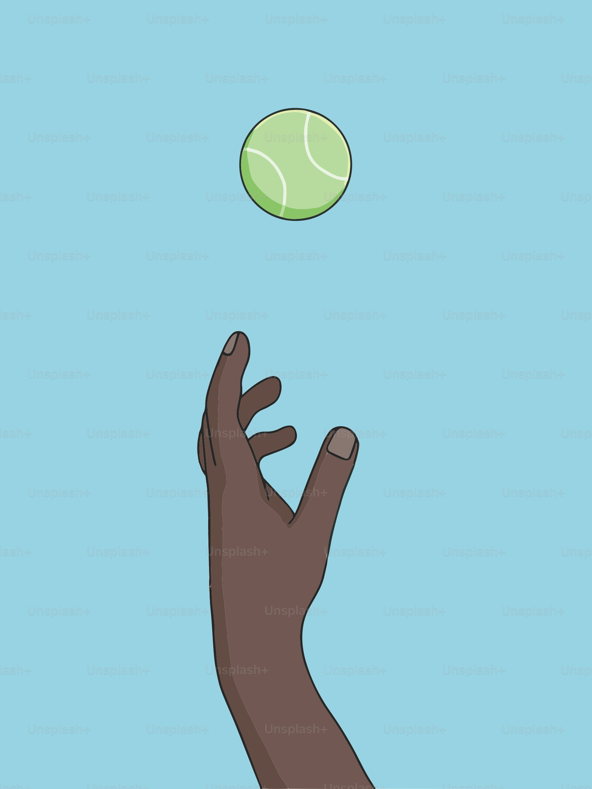 Tangan meraih bola tenis di udara