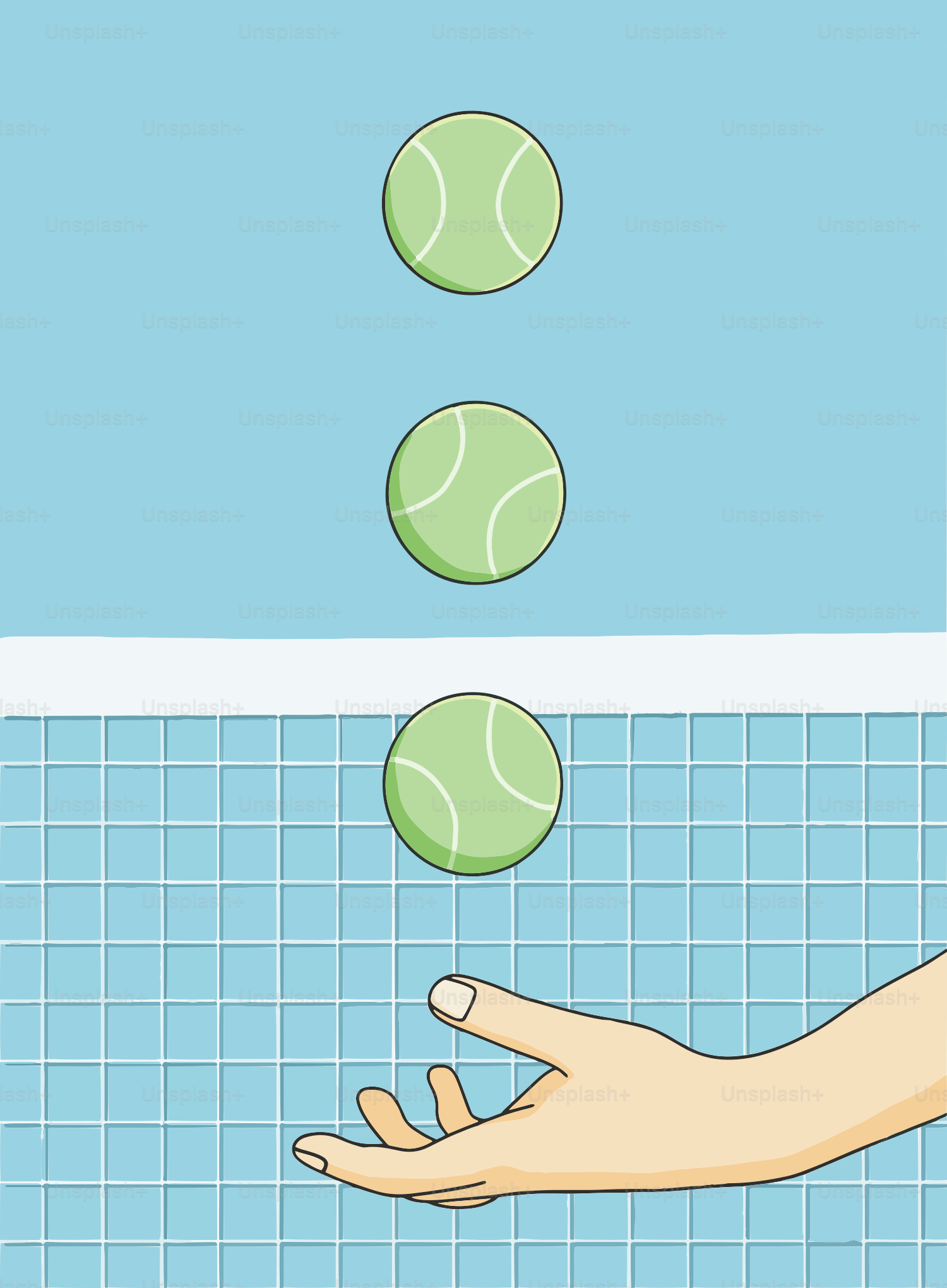Tangan seseorang meraih bola tenis