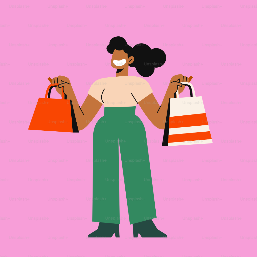 A woman holding shopping bags and wearing a face mask