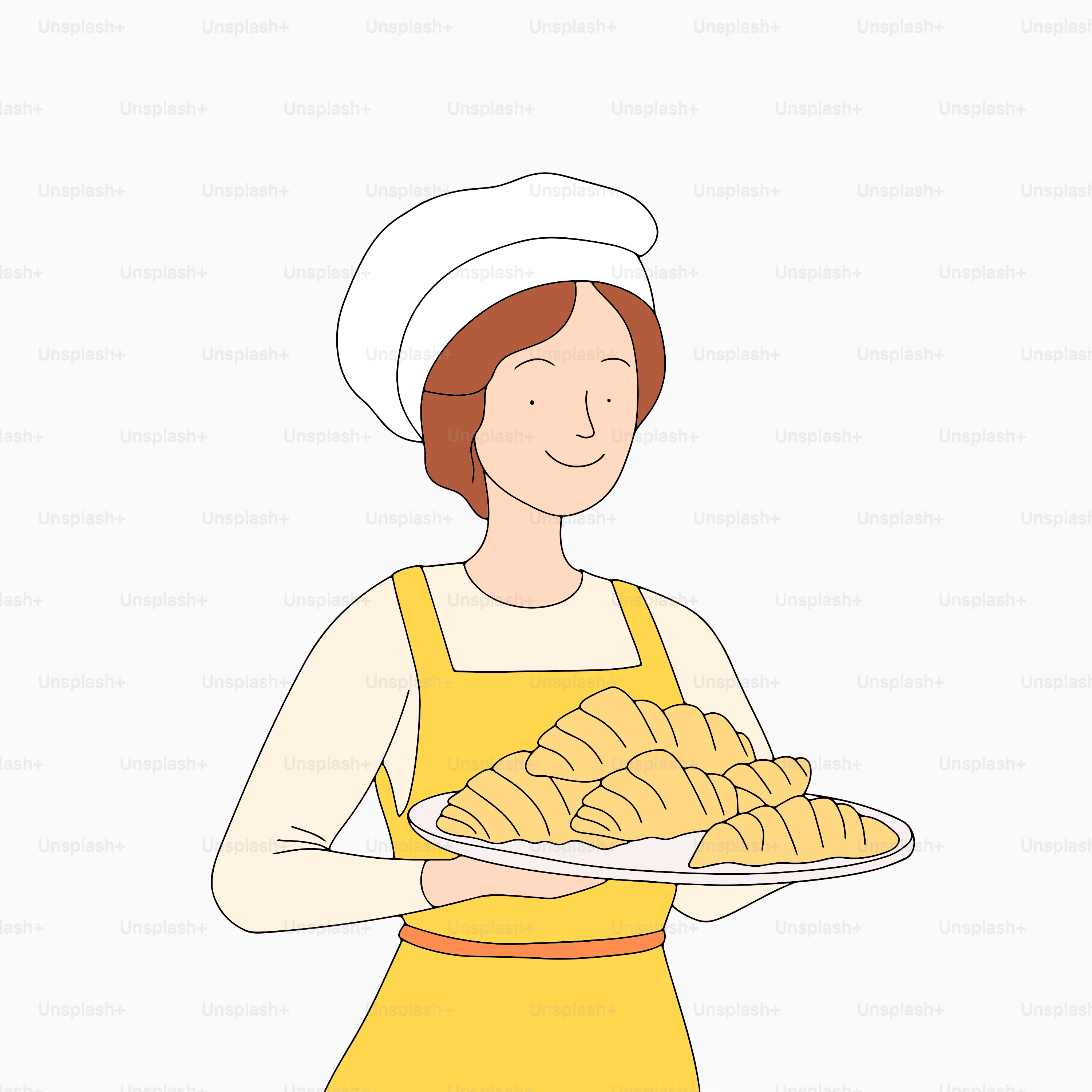 Eine Frau hält einen Teller Brot in der Hand