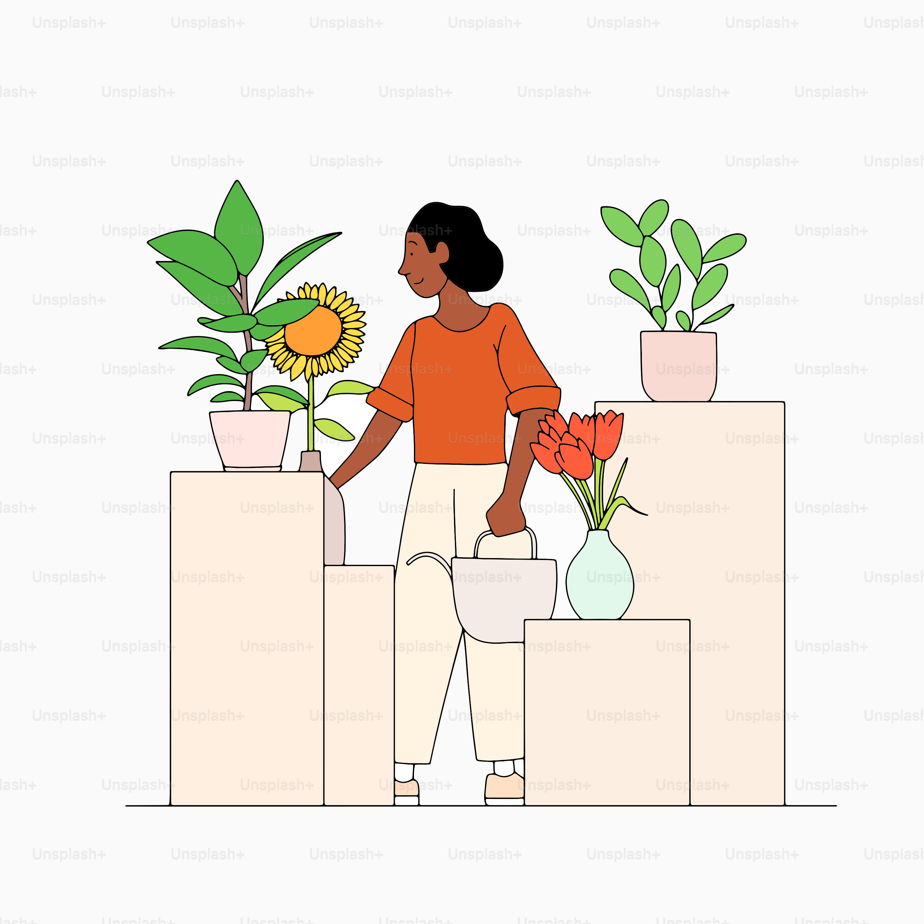 Una donna sta sistemando fiori in un vaso