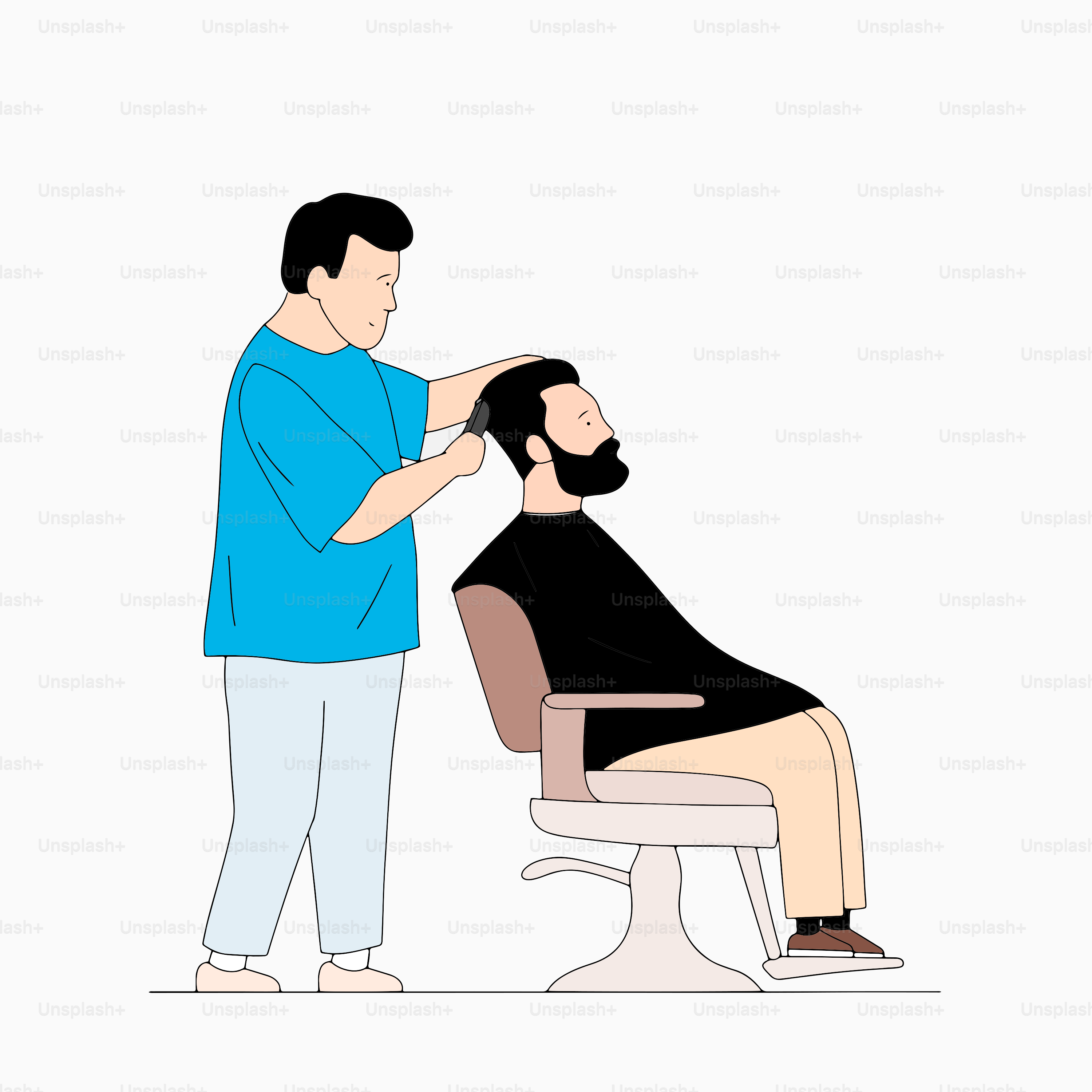 A man getting his hair cut by a woman
