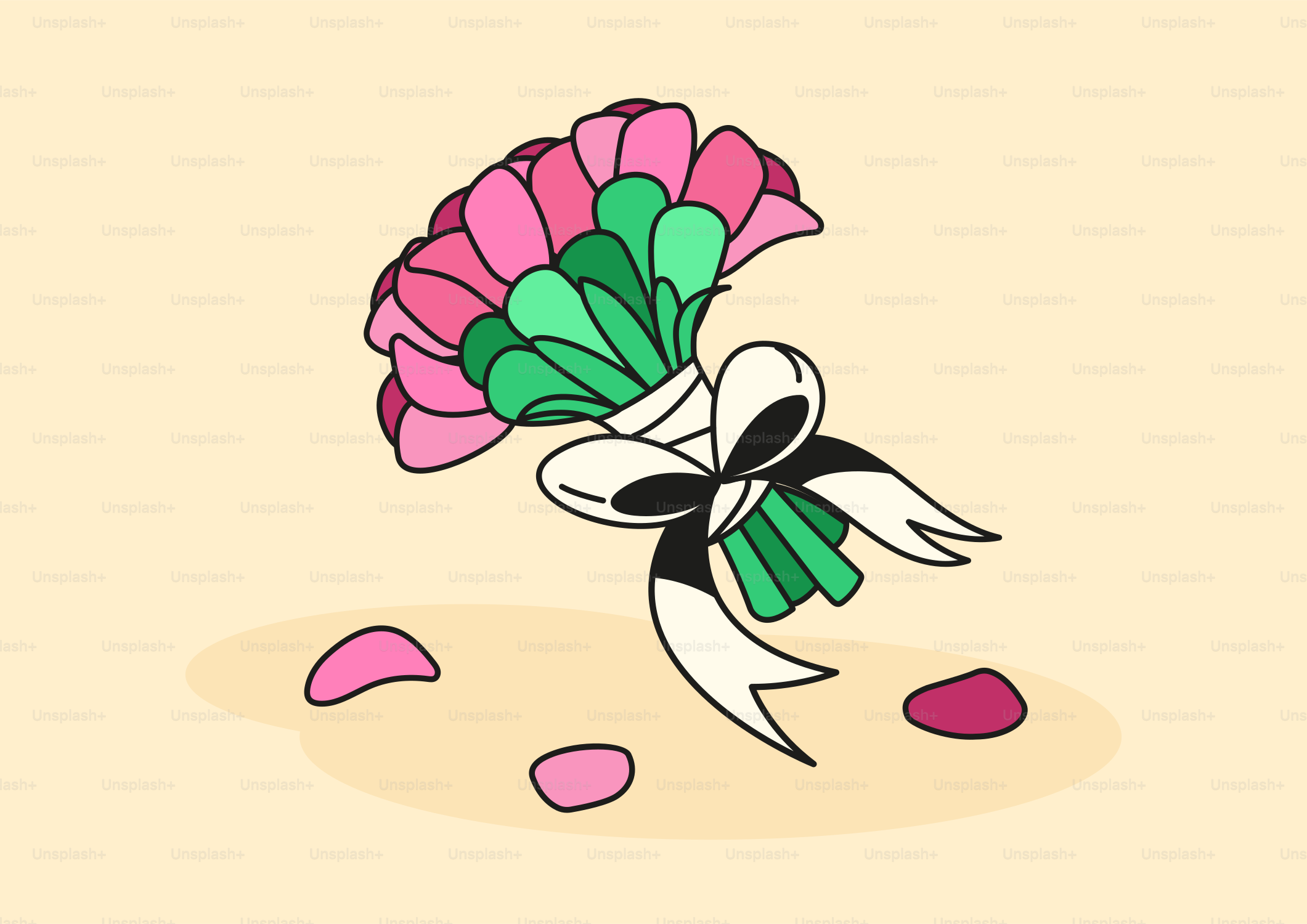 Ein Blumenstrauß mit einem Band darum gebunden