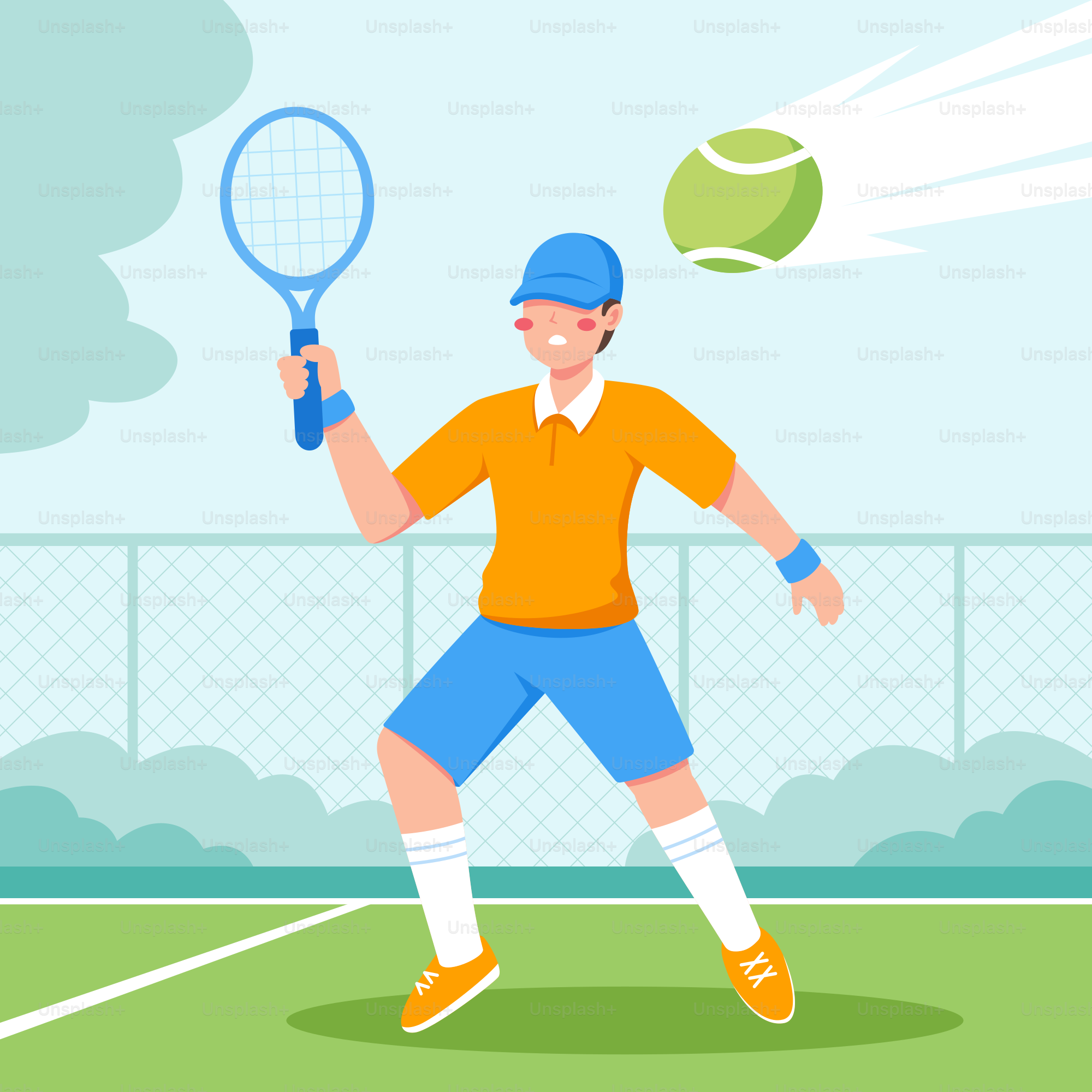 A man is playing tennis on a tennis court