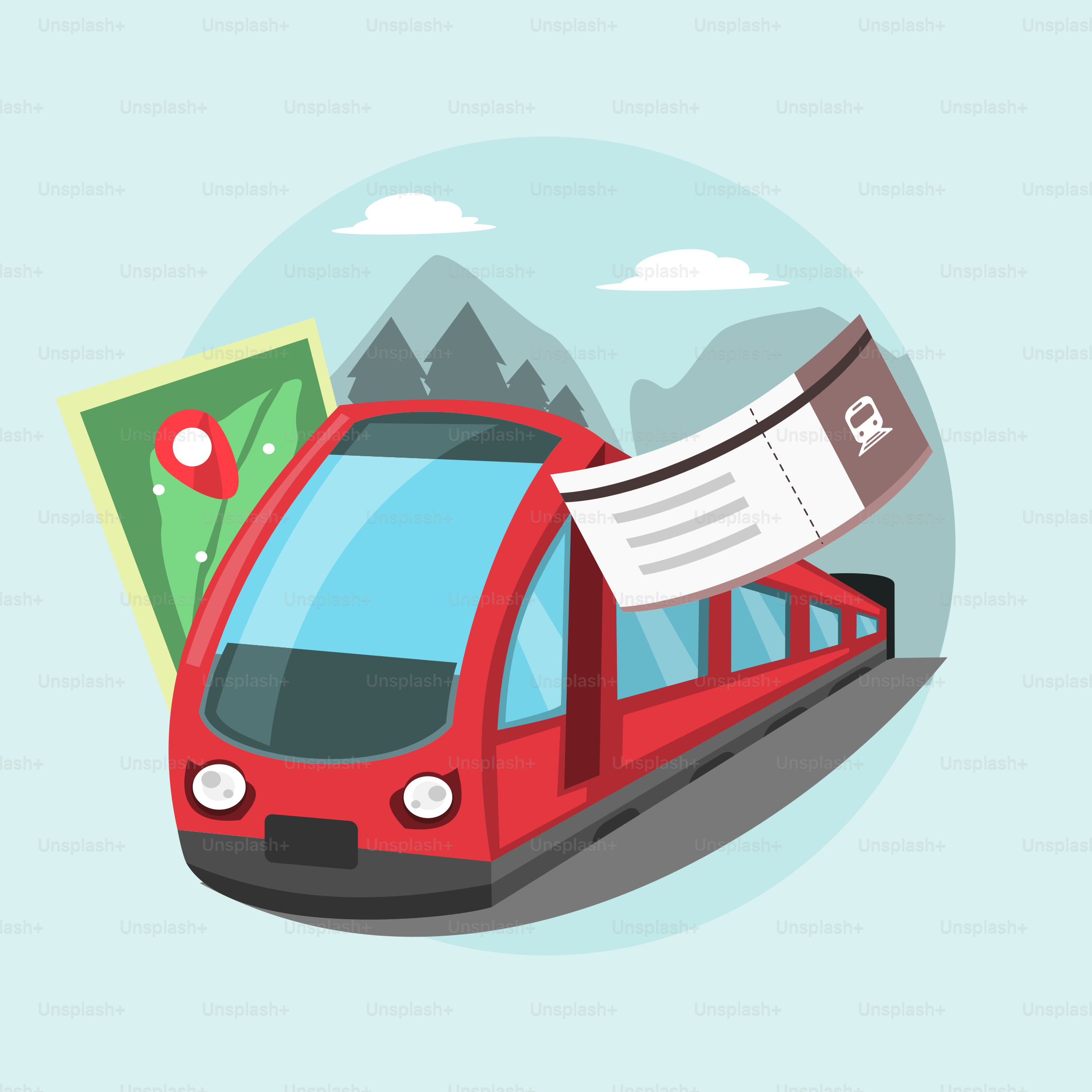 A red train traveling down train tracks next to a mountain