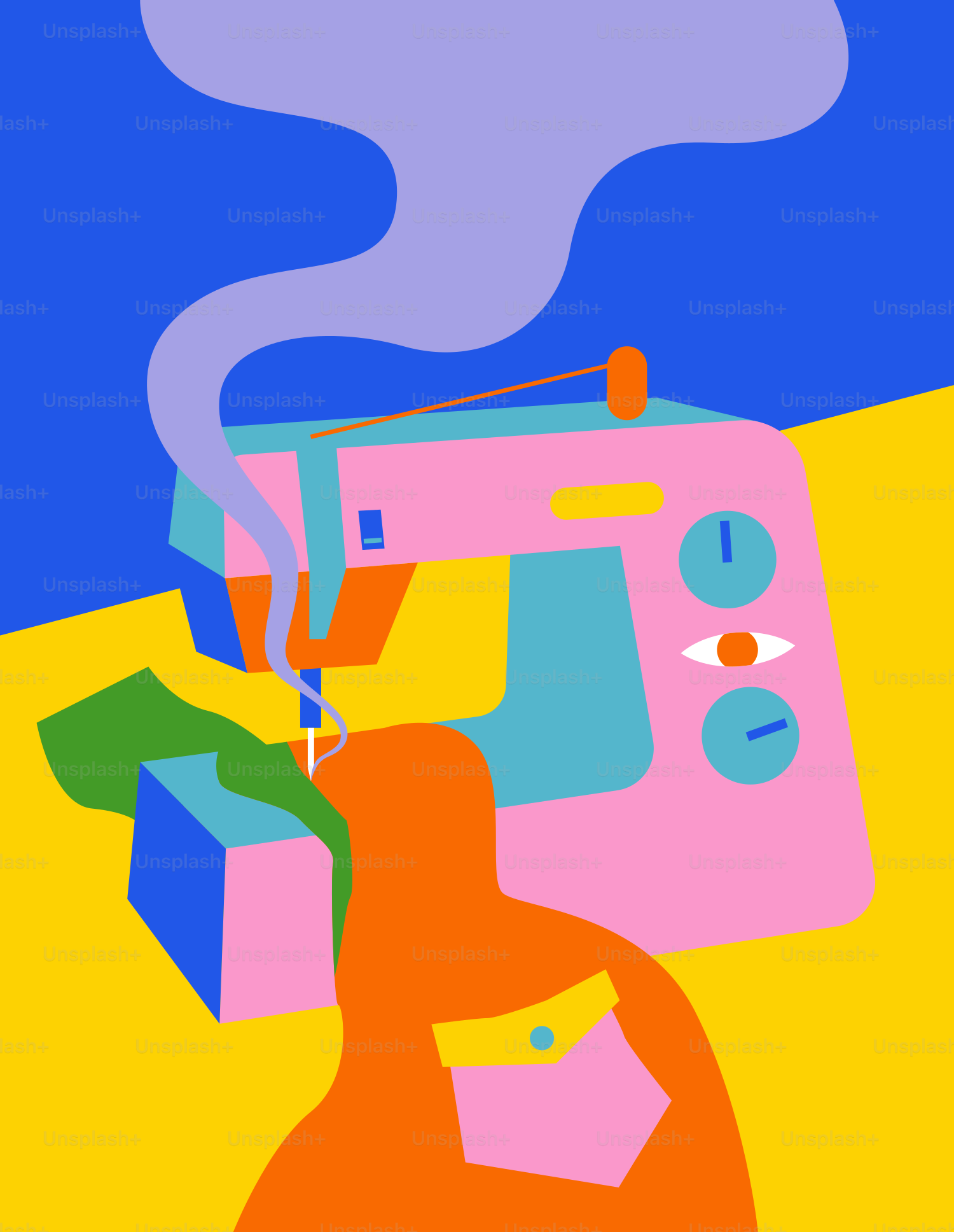 A person is sewing on a sewing machine