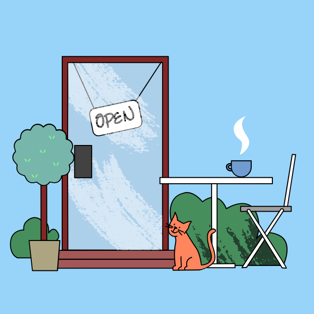 a cat sitting in front of an open window