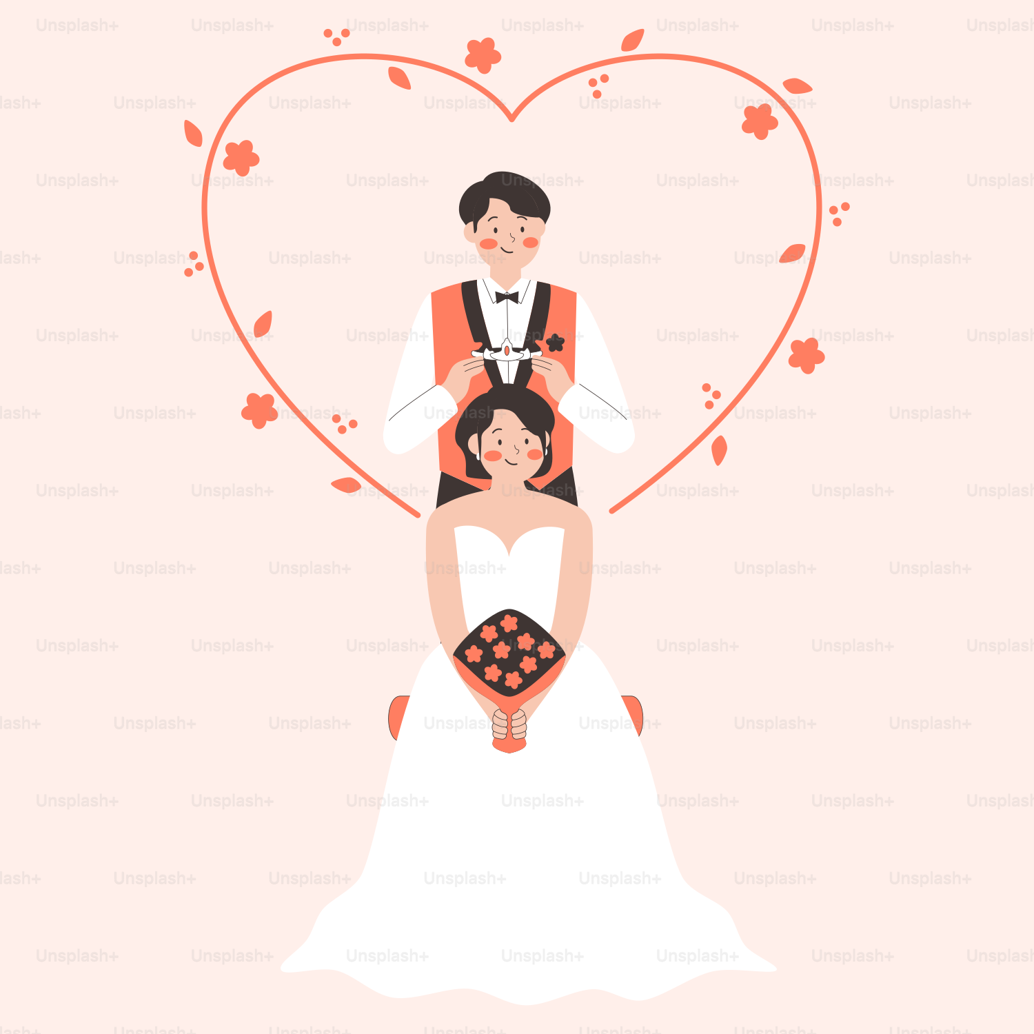 Seorang pengantin duduk di atas satu sama lain
